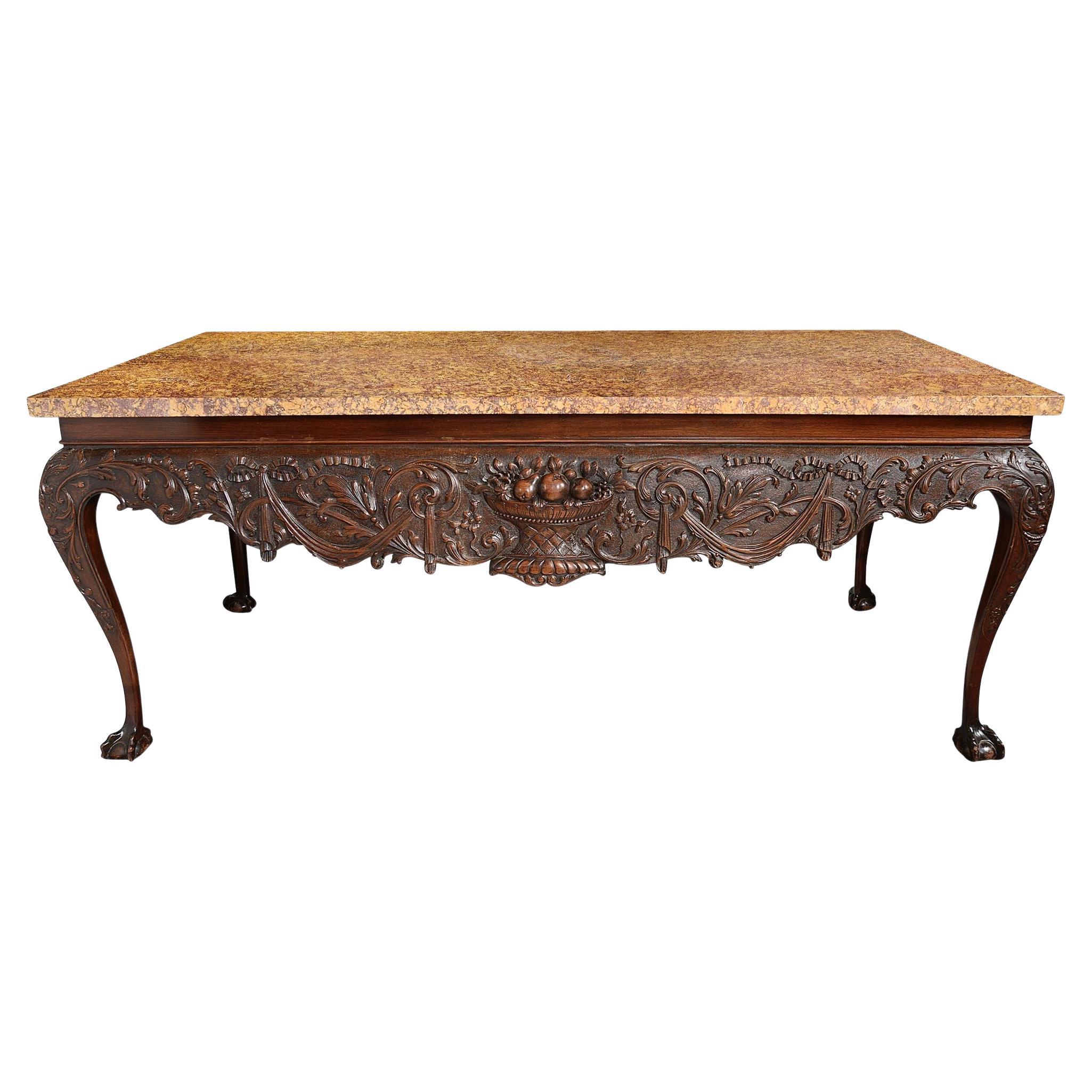 Console / table d'appoint surmontée de marbre d'influence irlandaise, fin du 19ème siècle