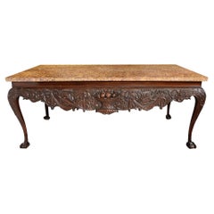 Antique Irish Influenced Marble Topped Console / Side Table, Late 19th Century