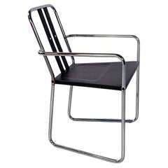 Schwarzer und verchromter Metallstuhl im internationalen Stil von Eileen Gray, 1970er Jahre