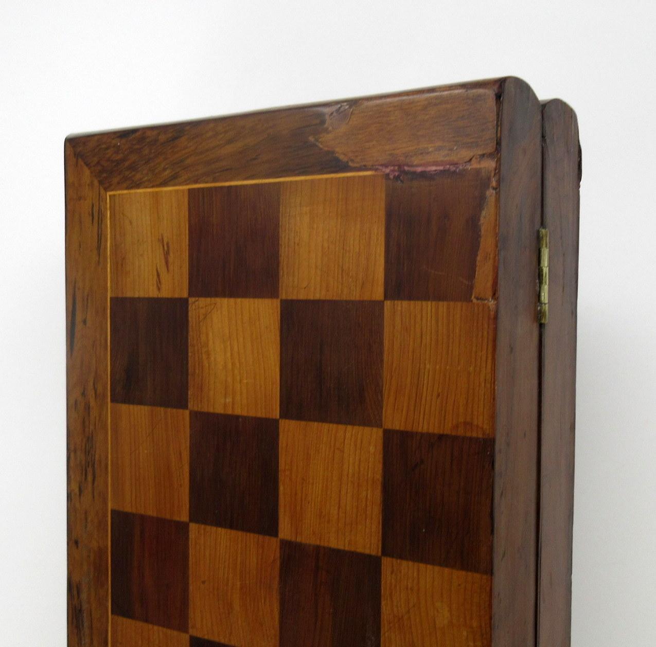 19th Century Irish Killarney Kerry Arbutus Wood Antique Chess Backgammon Games Board 19thCent