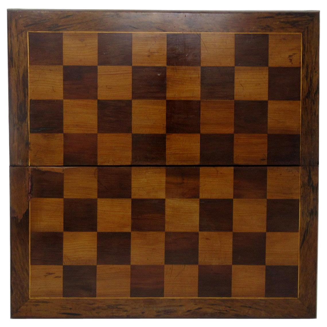 Irish Killarney Kerry Arbutus Wood Antique Chess Backgammon Games Board 19thCent