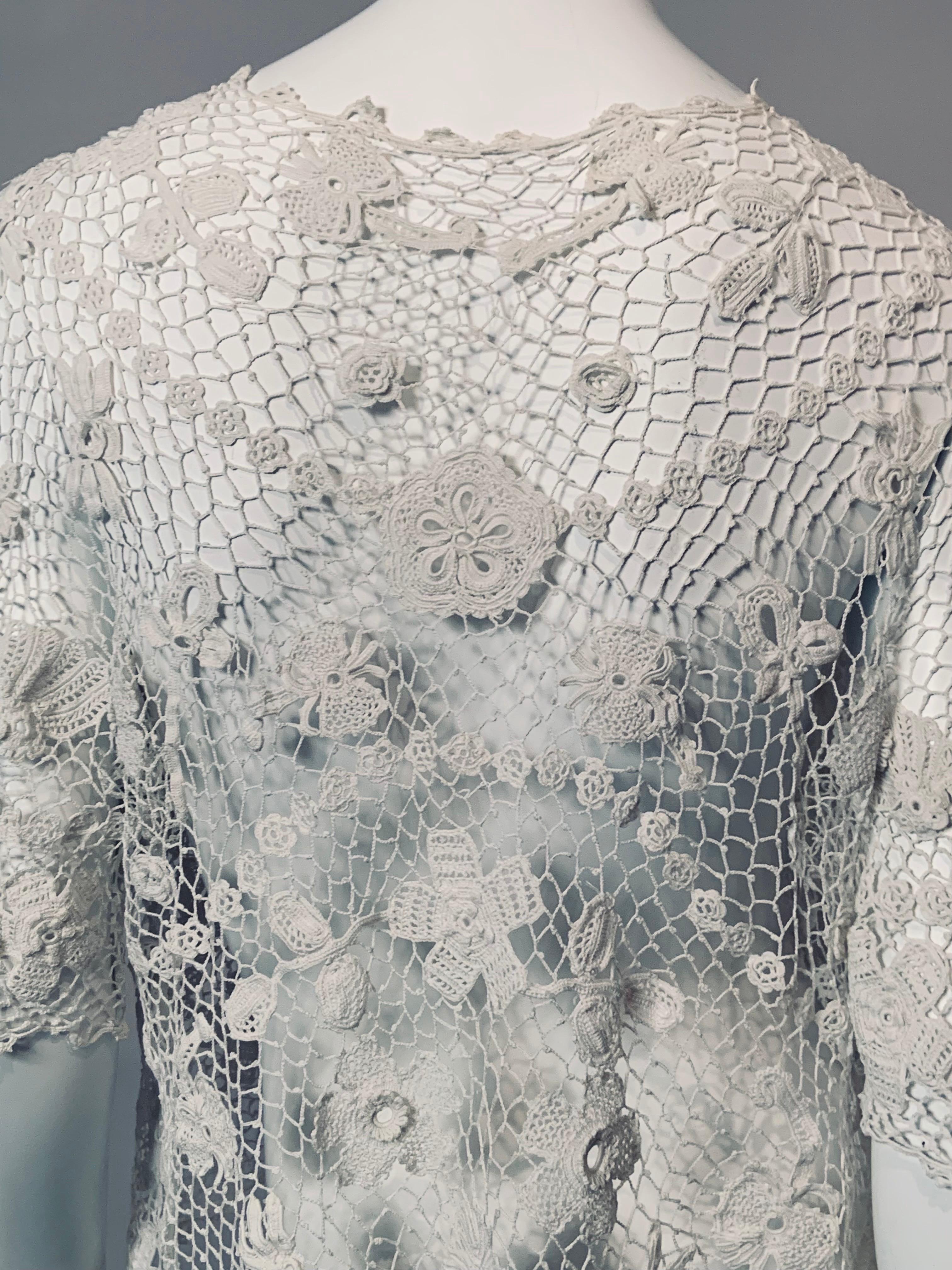 Irish Lace Hand Made Pure White Cotton Jacket For Sale 7