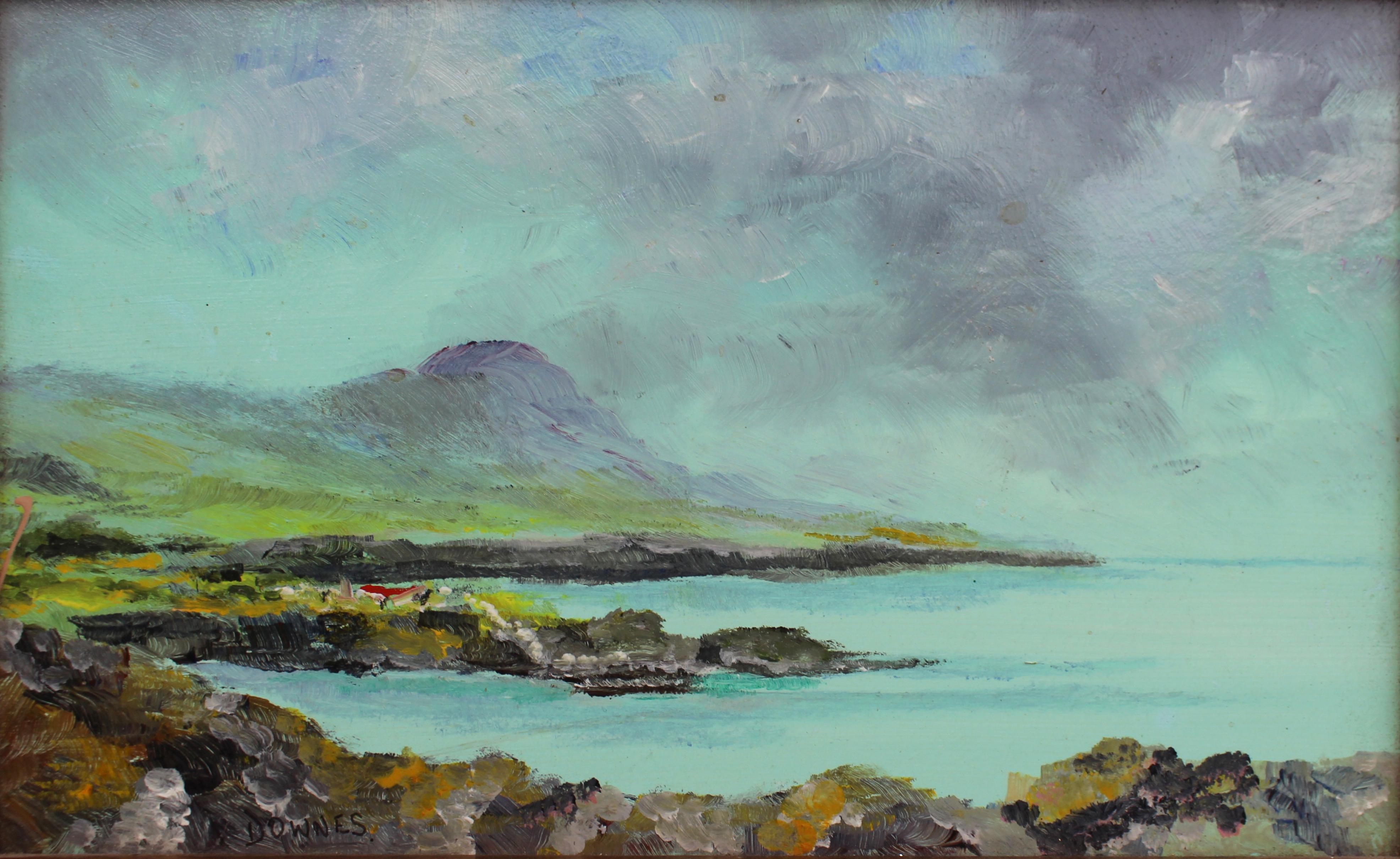 British Irish Landscape by Michael F. Downes Oil on Board For Sale