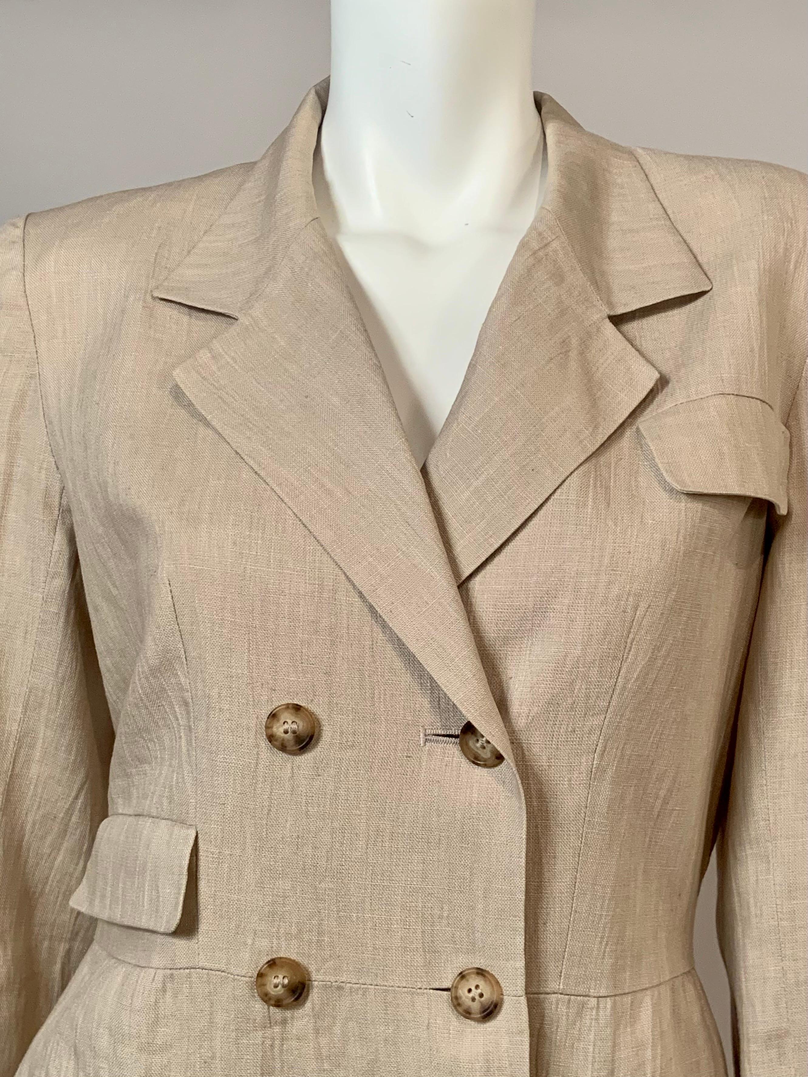 Irish Linen Duster Coat Made in Ireland by Willis & Geiger Outfitters In Good Condition For Sale In New Hope, PA