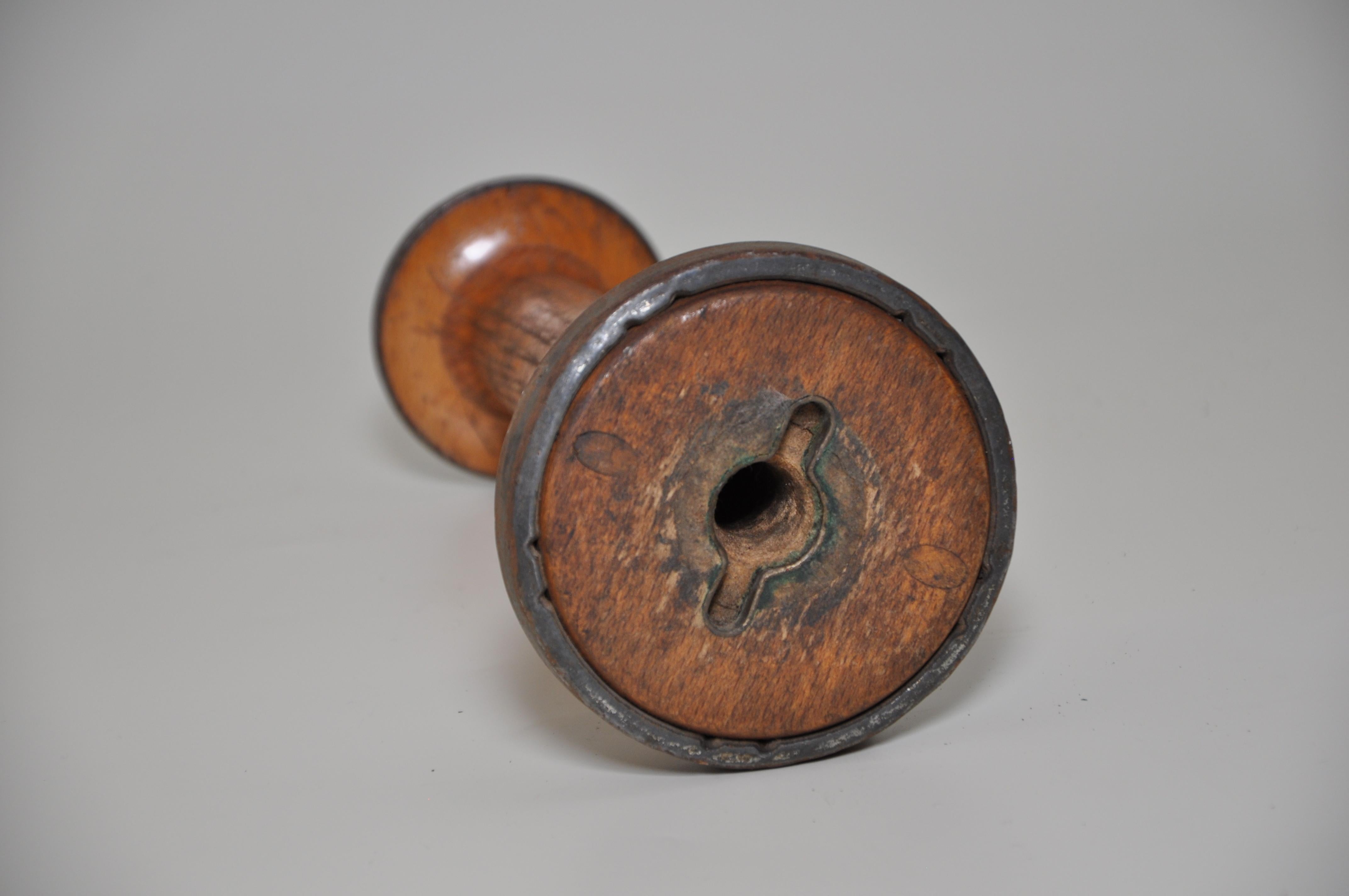 This exquisite wooden spool, or bobbin, is a lovely vintage relic of traditional industrial equipment originally from an old Irish linen mill in Country Antrim, Northern Ireland. Northern Ireland was the home of then Irish Linen industry and Irish