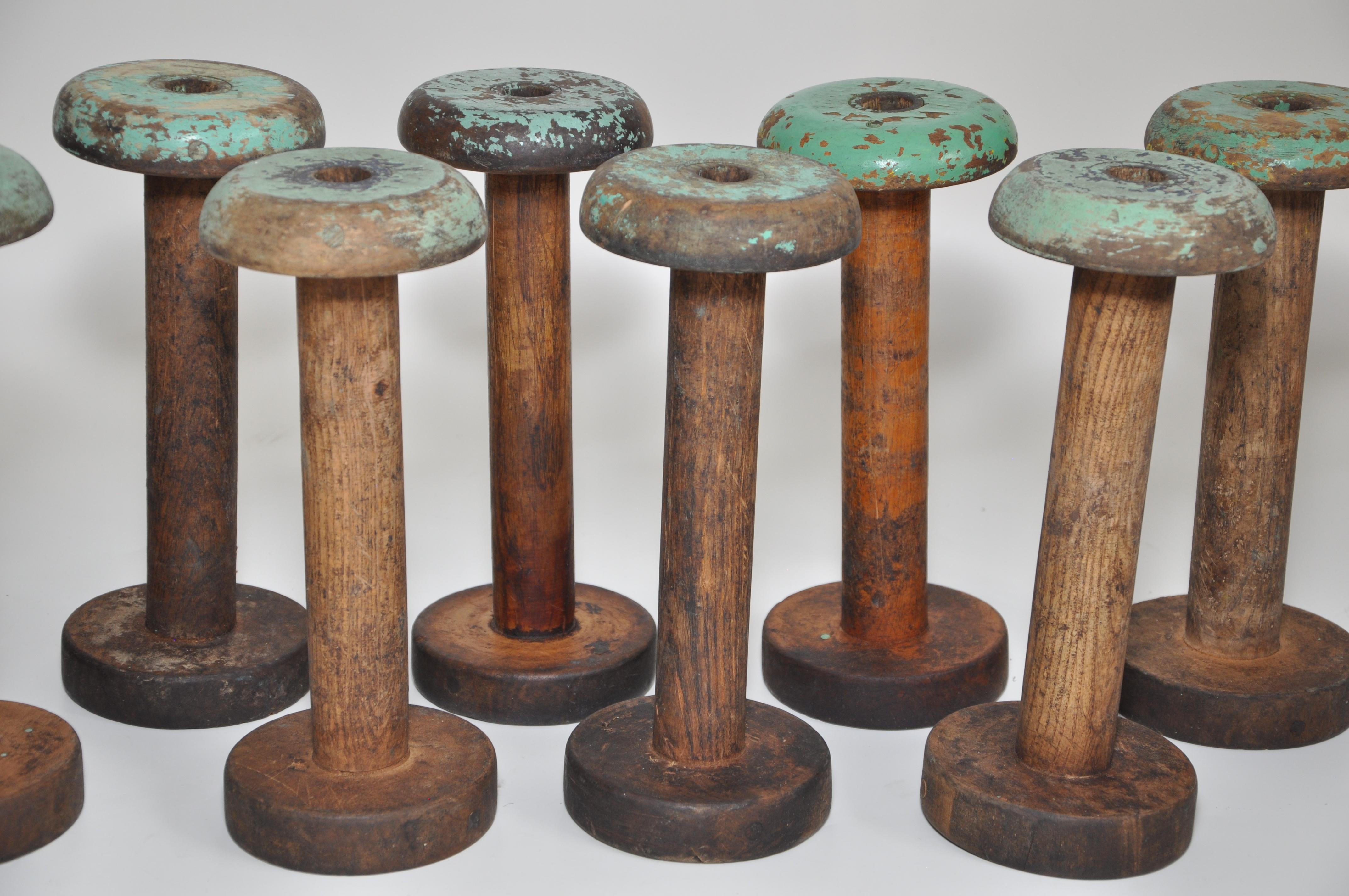 Northern Irish Irish Linen Wooden Bobbin Spool Machinery Rustic Relic For Sale