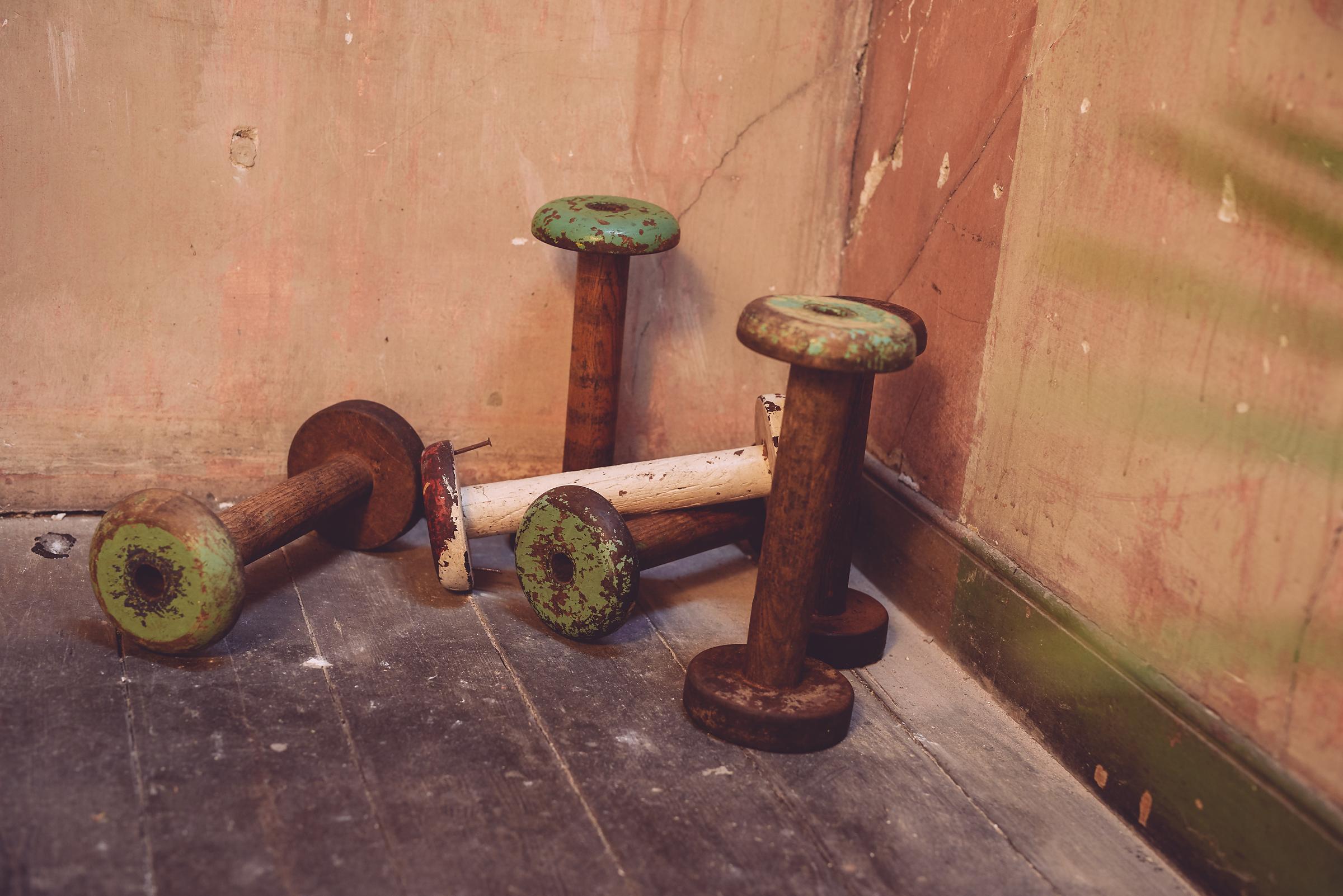 This exquisite wooden spool, or bobbin, is a lovely vintage relic of traditional industrial equipment originally from an old Irish linen mill in Country Antrim, Northern Ireland. Northern Ireland was the home of then Irish Linen industry and Irish
