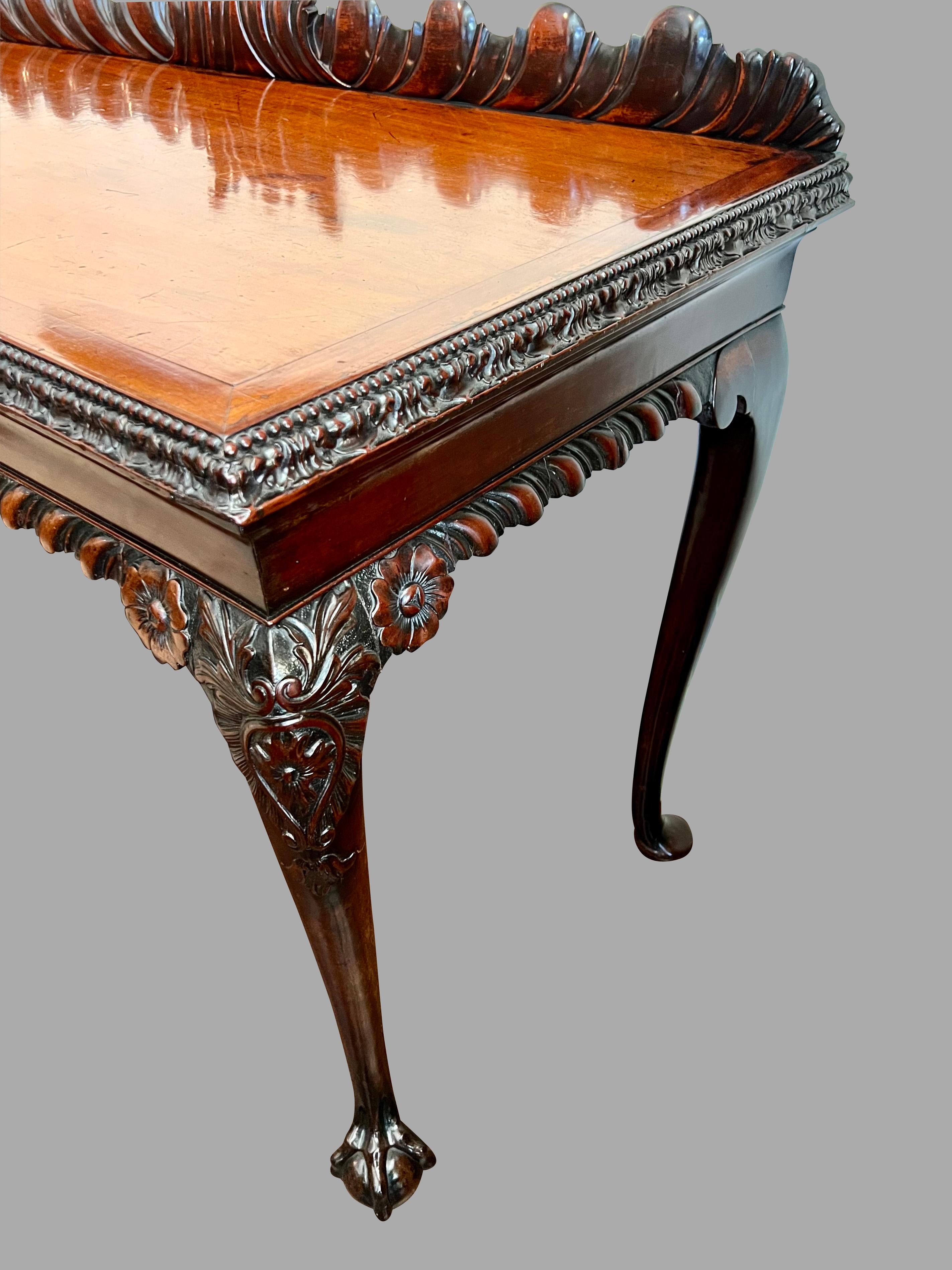 Superb Irish Carved Mahogany Chippendale Period Serving Table  6