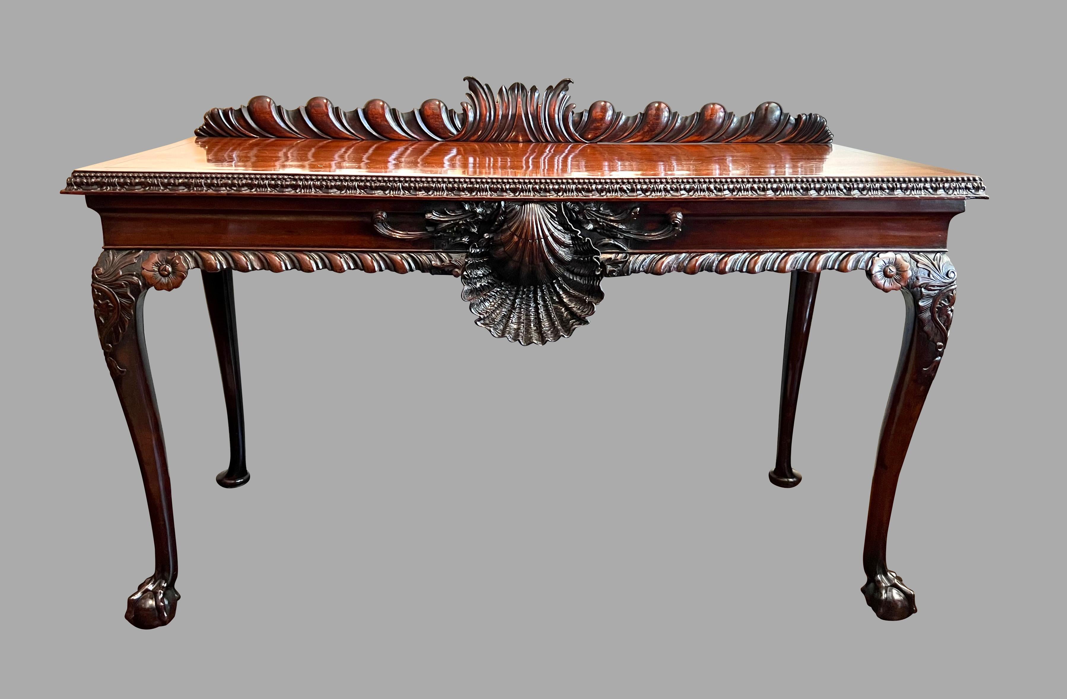 Superb Irish Carved Mahogany Chippendale Period Serving Table  3