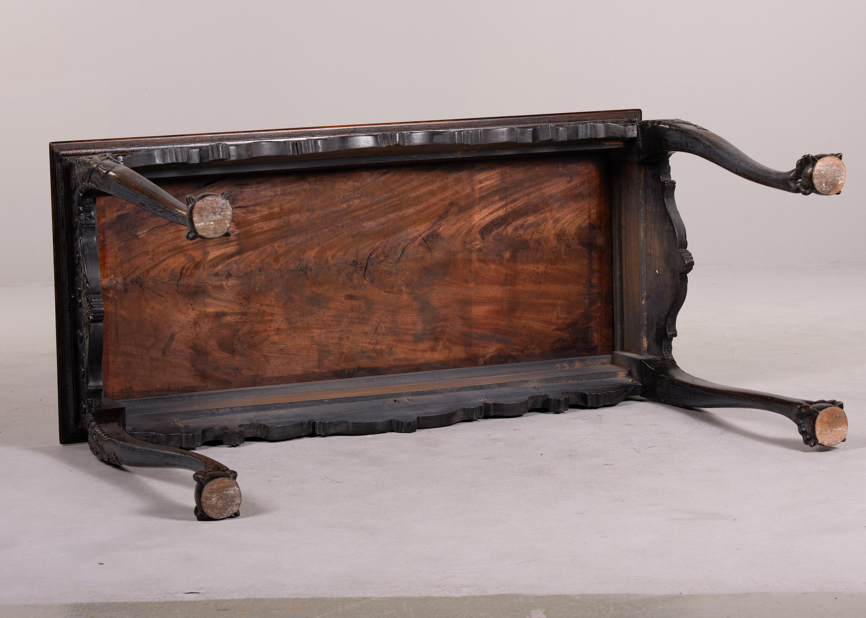 Irish Mahogany Console with Carved Painted Base and Claw & Ball Feet For Sale 8