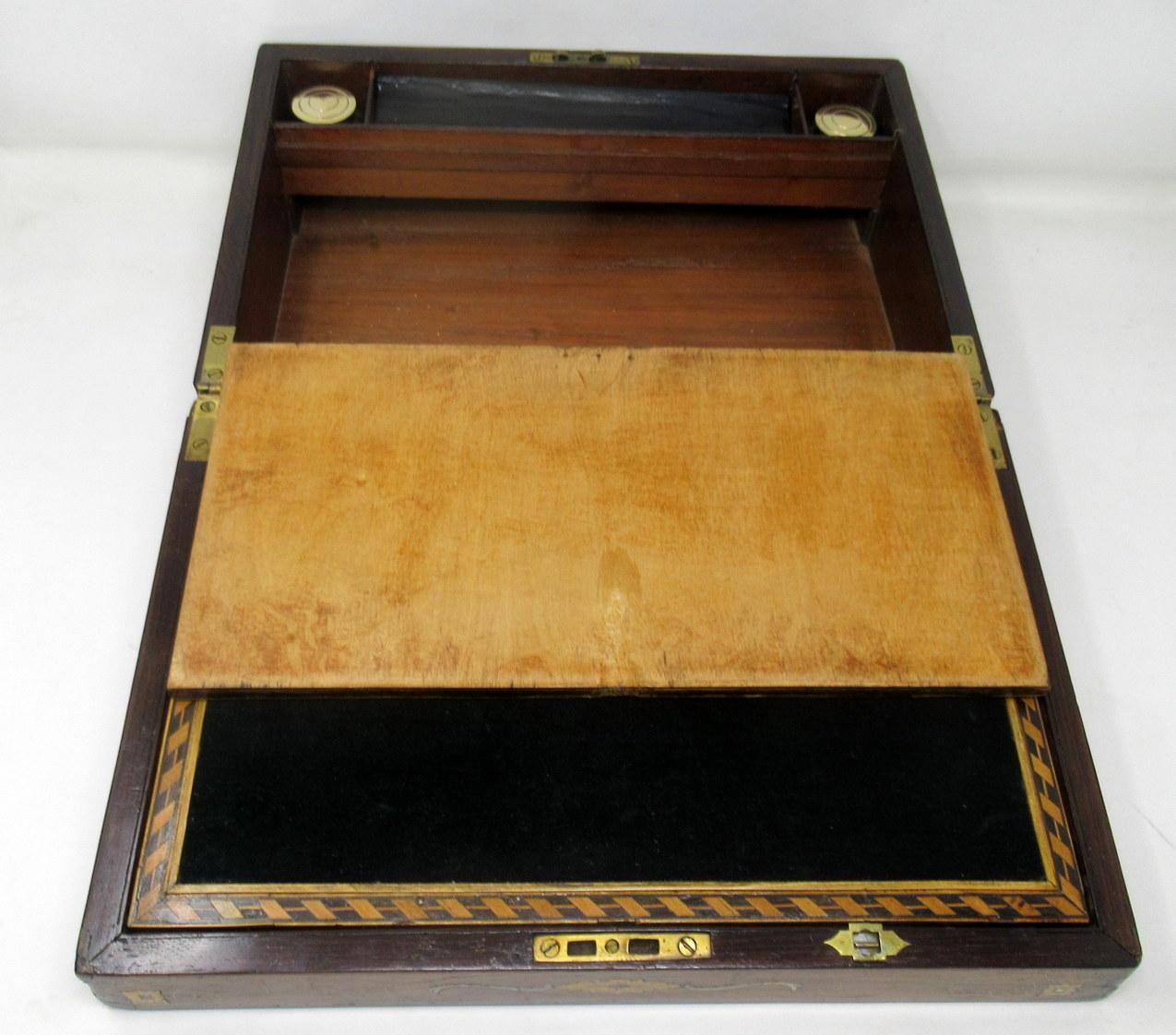 Irish Mahogany Inlaid Writing Slope Box by Austins Dublin, circa 1860 5
