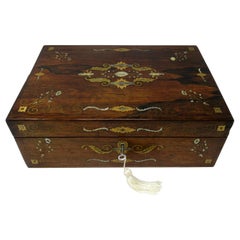 Irish Mahogany Inlaid Writing Slope Box by Austins Dublin, circa 1860