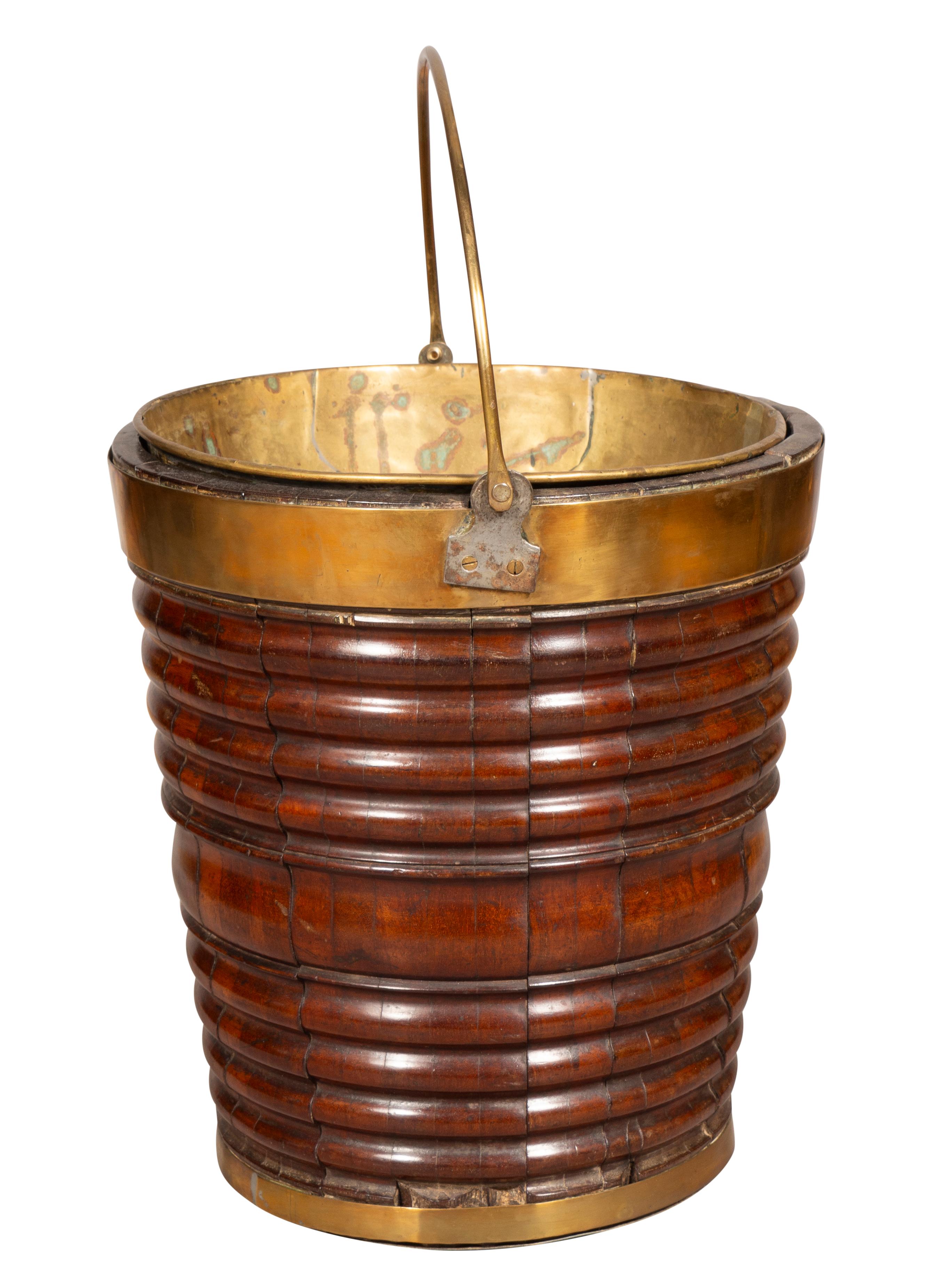 European Irish Mahogany Peat Bucket For Sale
