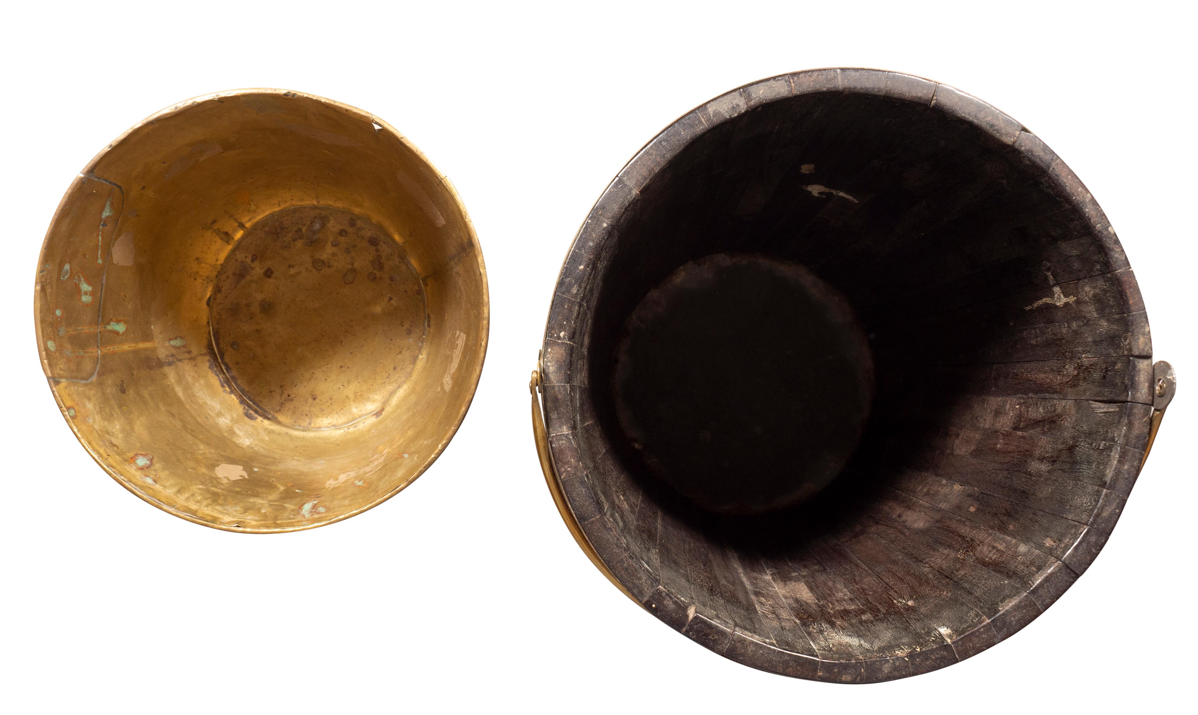 Brass Irish Mahogany Peat Bucket For Sale