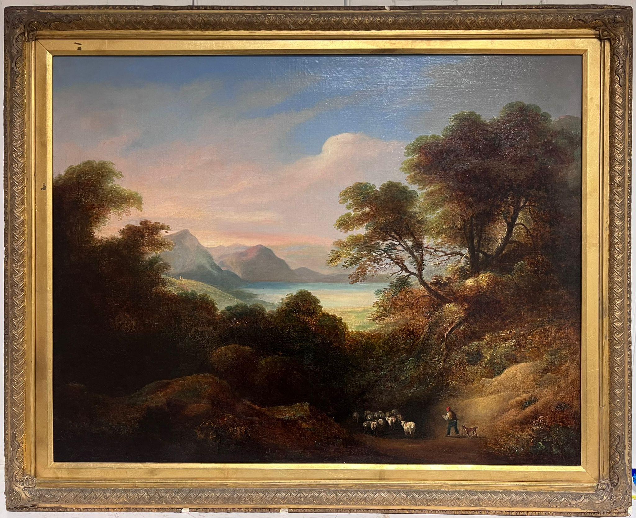 Huge 1850's Irish Romantic Sunset Landscape over Lough Waters & Mountains For Sale 4