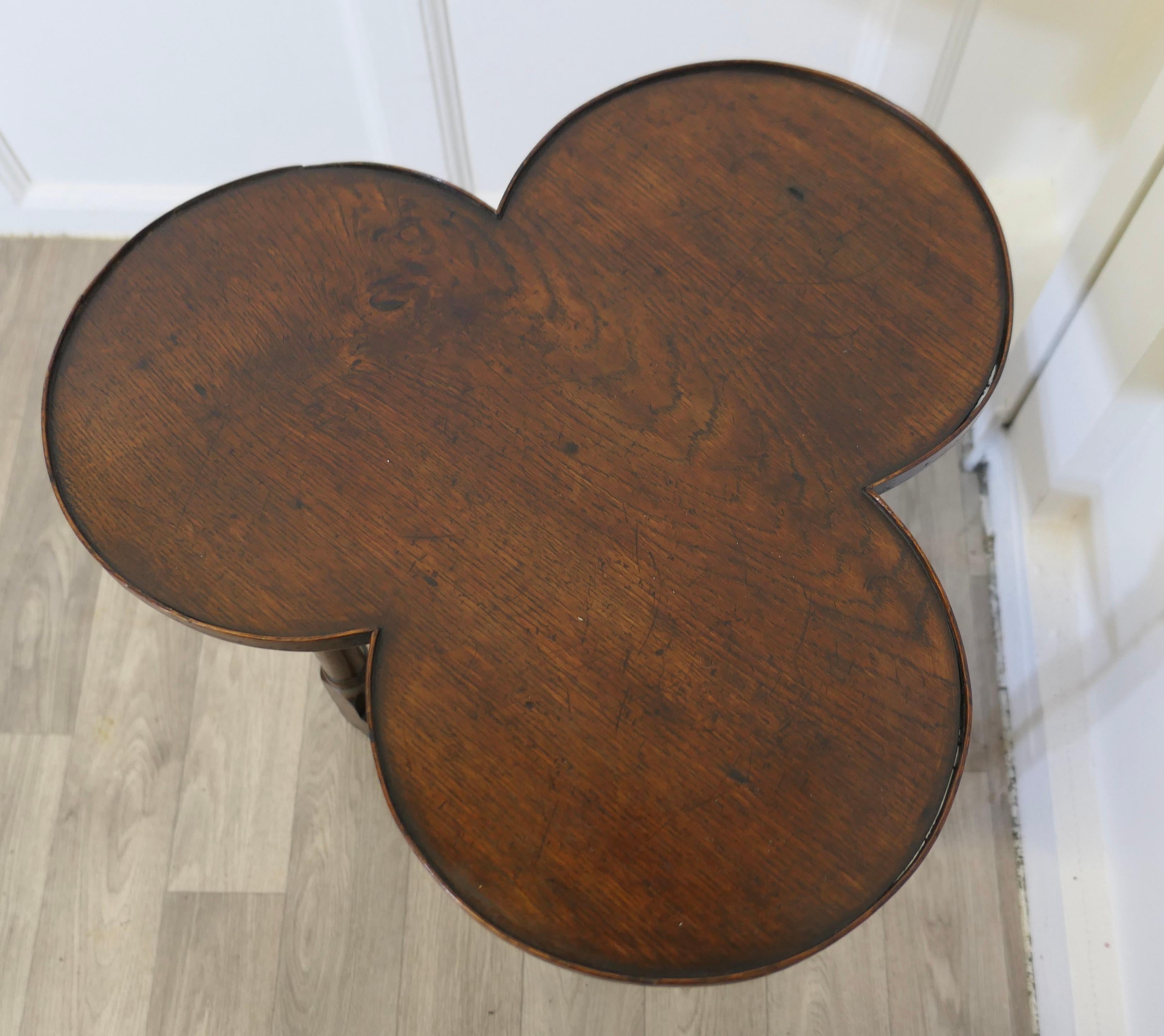 Irish Oak Clover Leaf Table with Undertier   Celtic Gothic Oak Clover Top Table 3