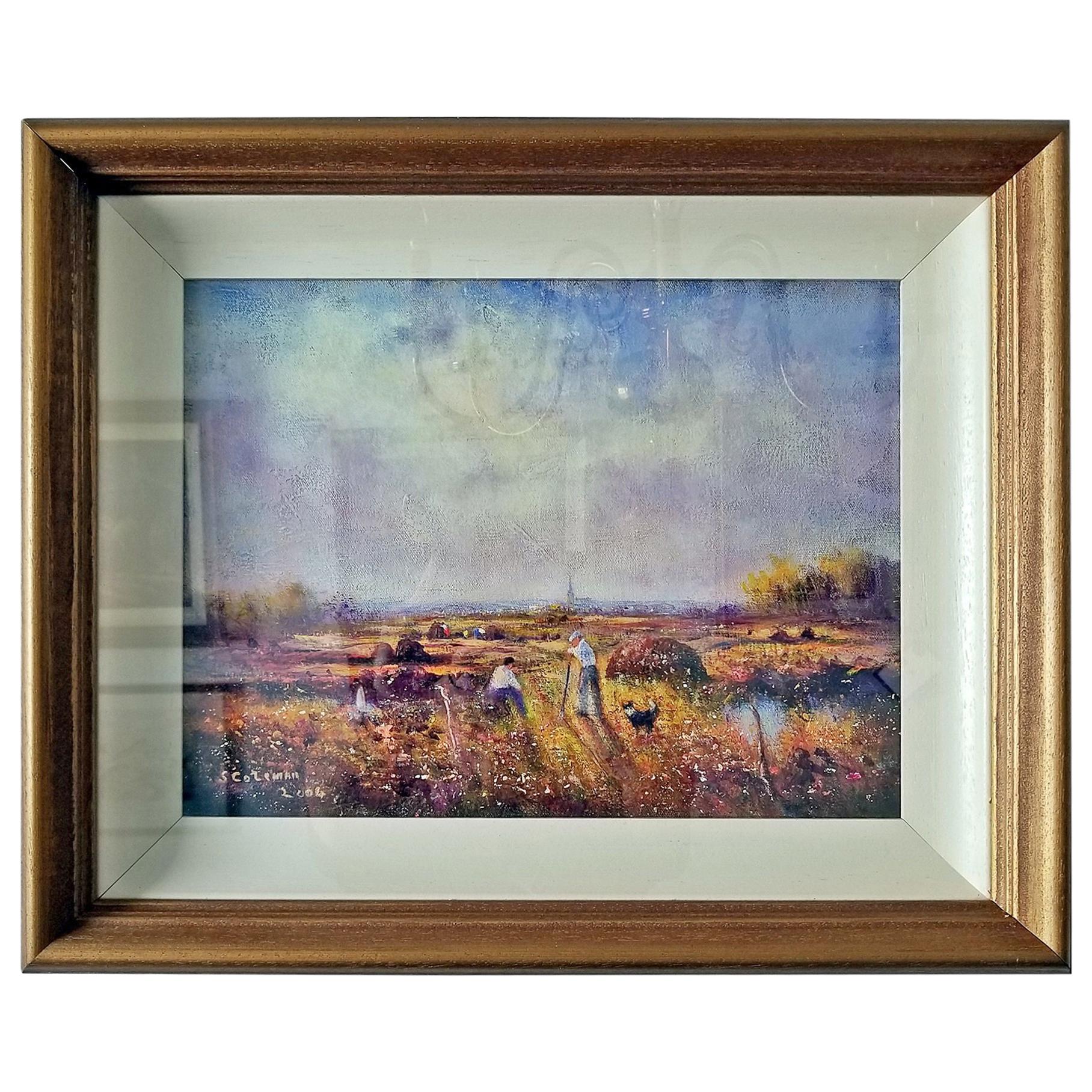 Irish Oil on Canvas of Ballaghadereen Bog by Seamus Coleman For Sale