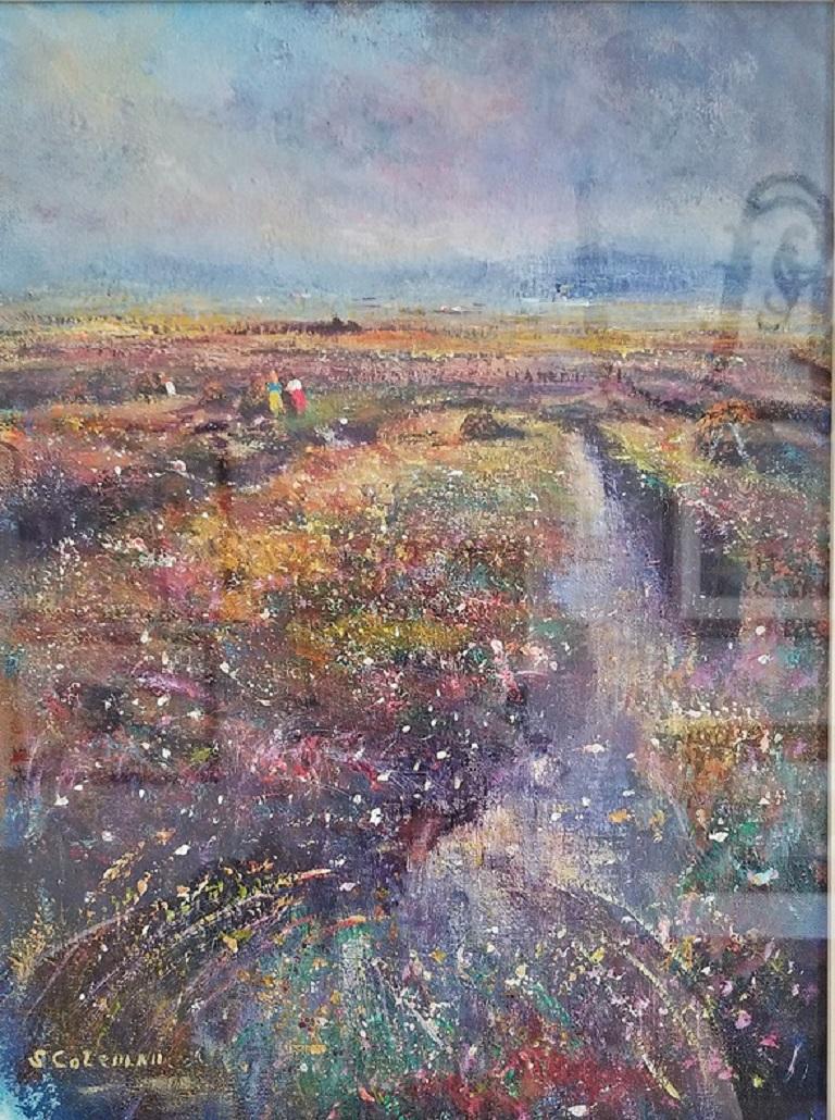 Irish Oil on Canvas of Clifden Bog by Seamus Coleman In Excellent Condition For Sale In Dallas, TX