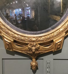 Irish Period Regency Gilt Carved Girandole Convex Mirror