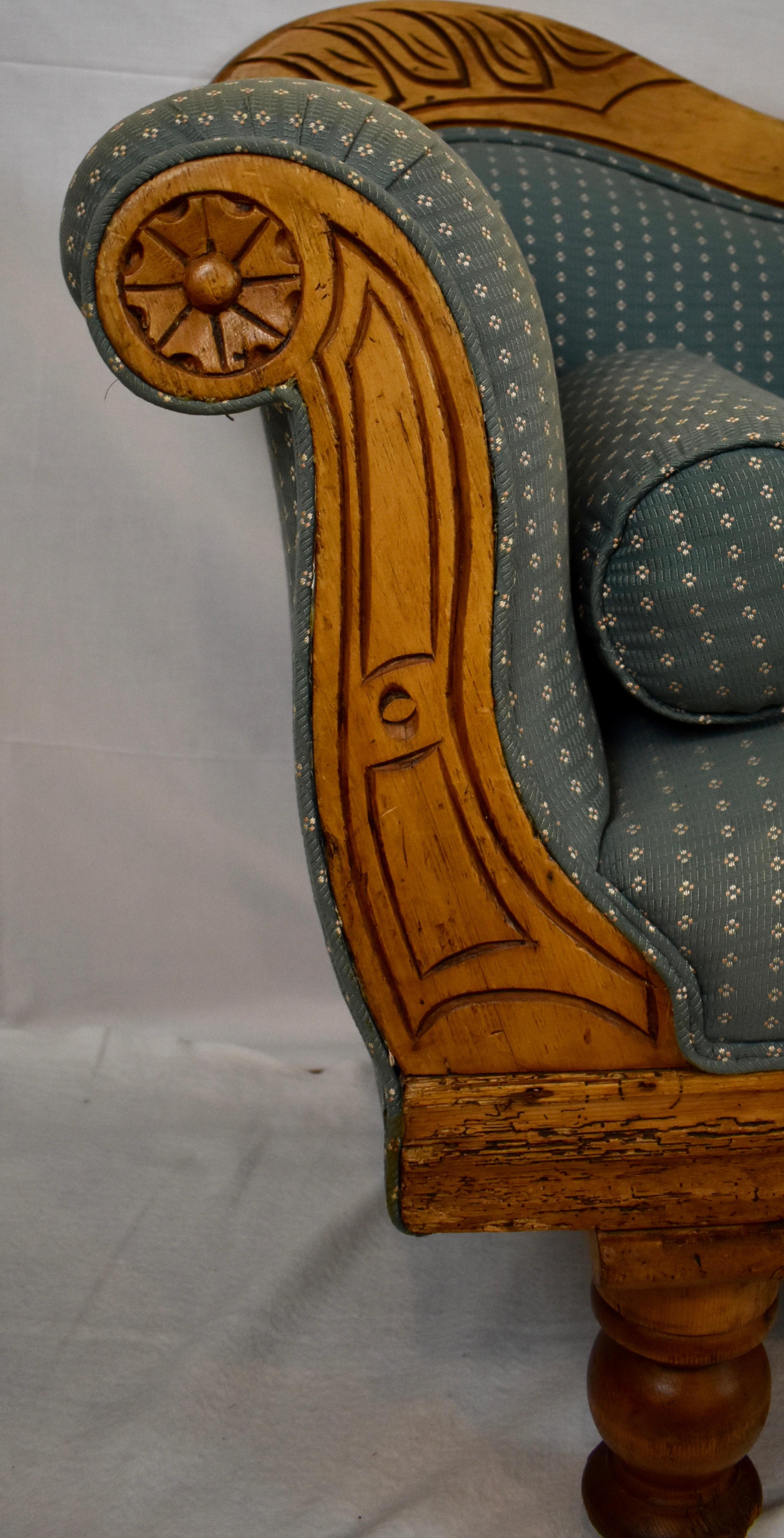 19th Century Irish Pine Camelback Settee