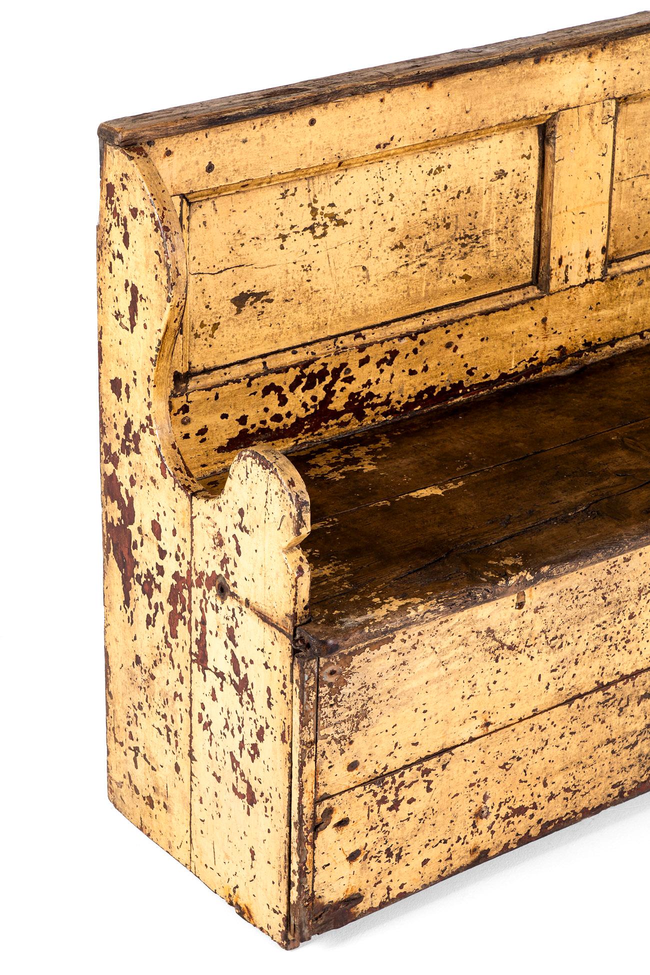 Irish Primitive Pine Settle or Bench For Sale 2