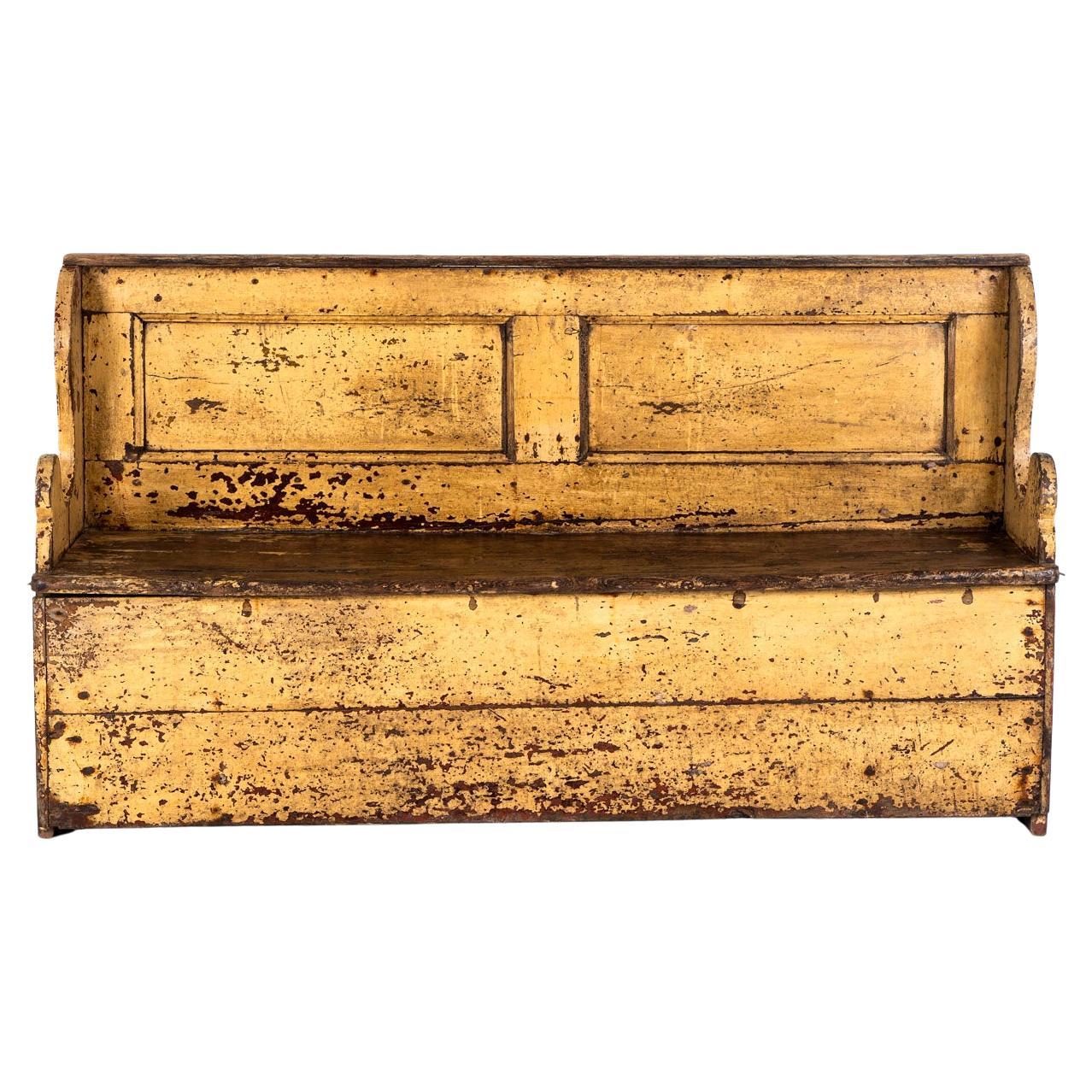 Irish Primitive Pine Settle or Bench For Sale