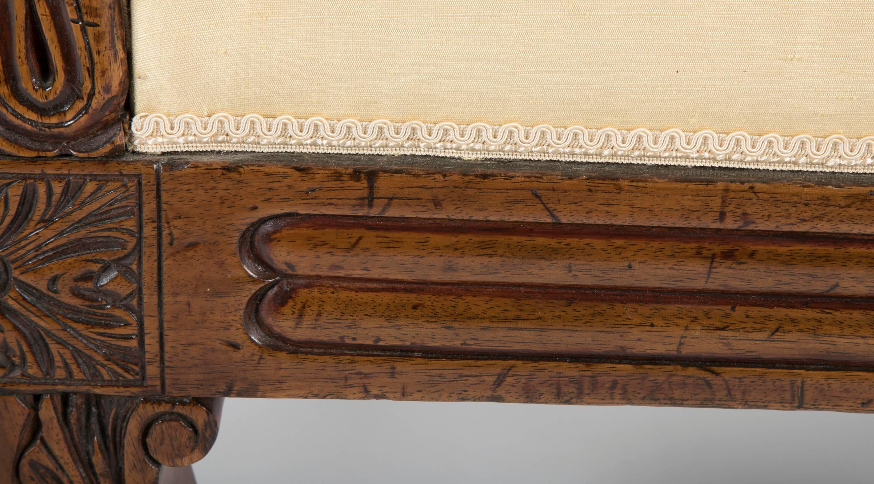 Irish Regency Carved Walnut Armchair For Sale 6