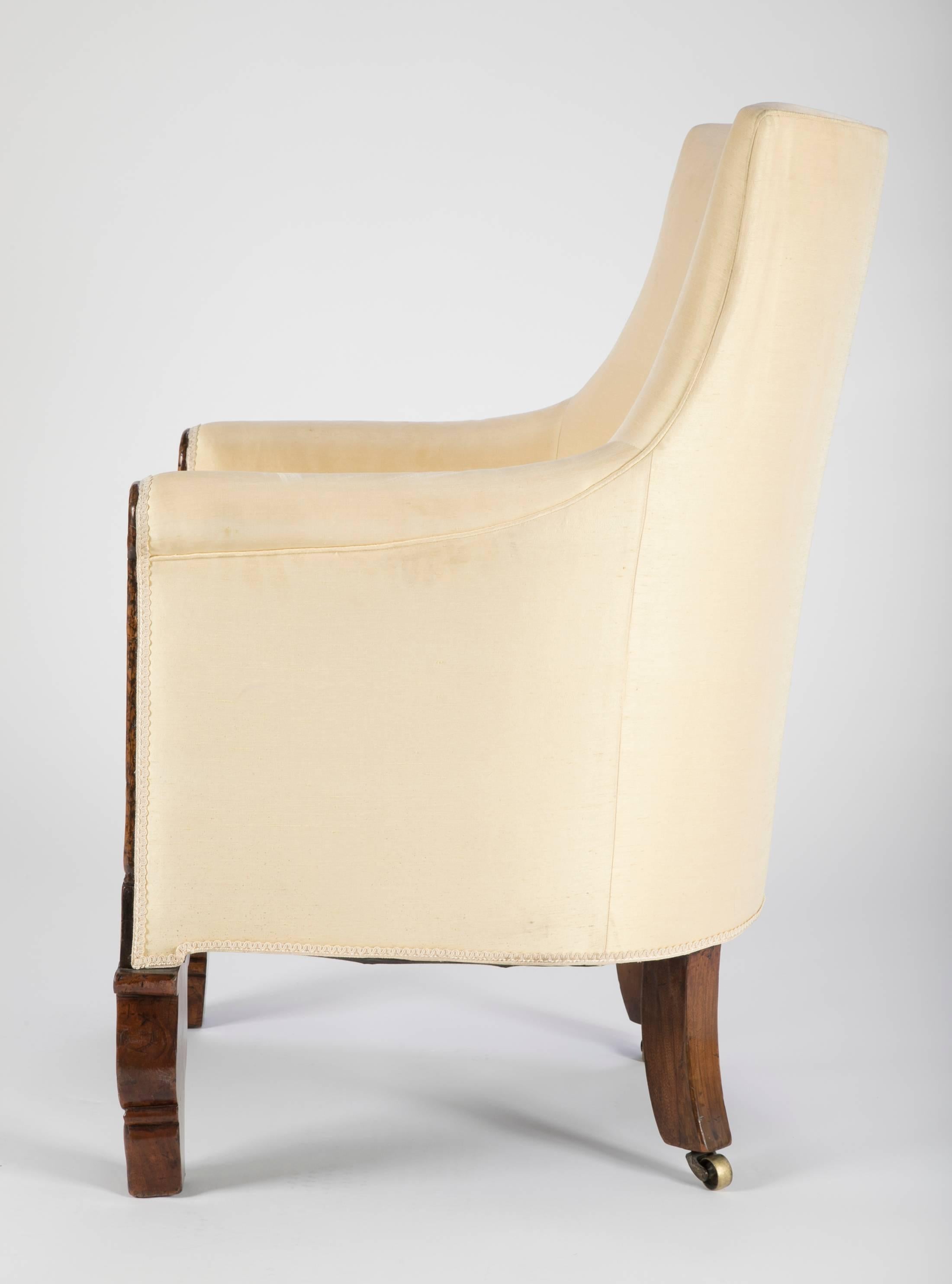 Irish Regency Carved Walnut Armchair In Good Condition For Sale In Stamford, CT
