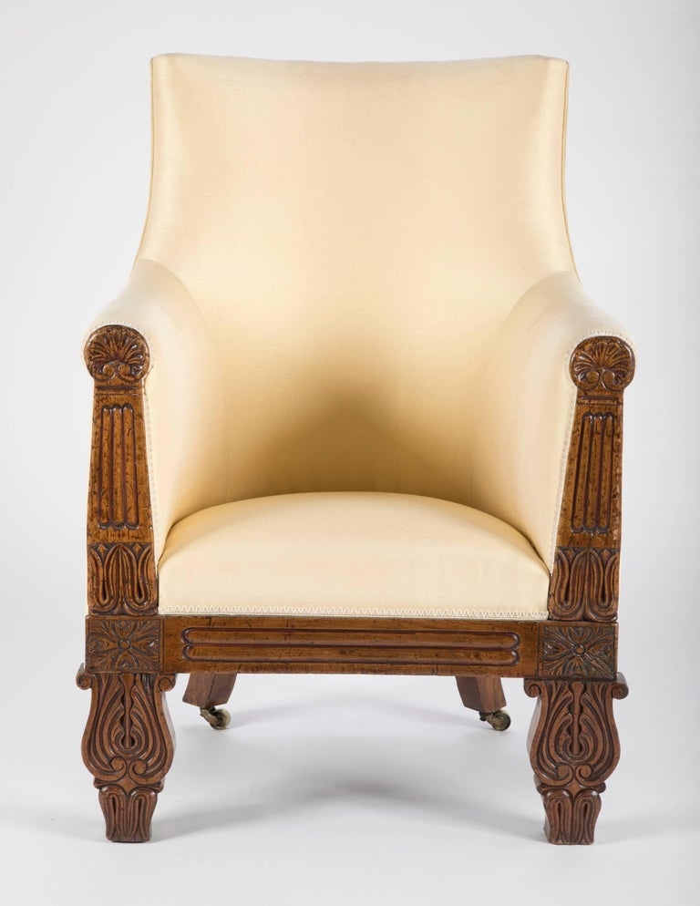 Irish Regency Carved Walnut Armchair For Sale at 1stDibs