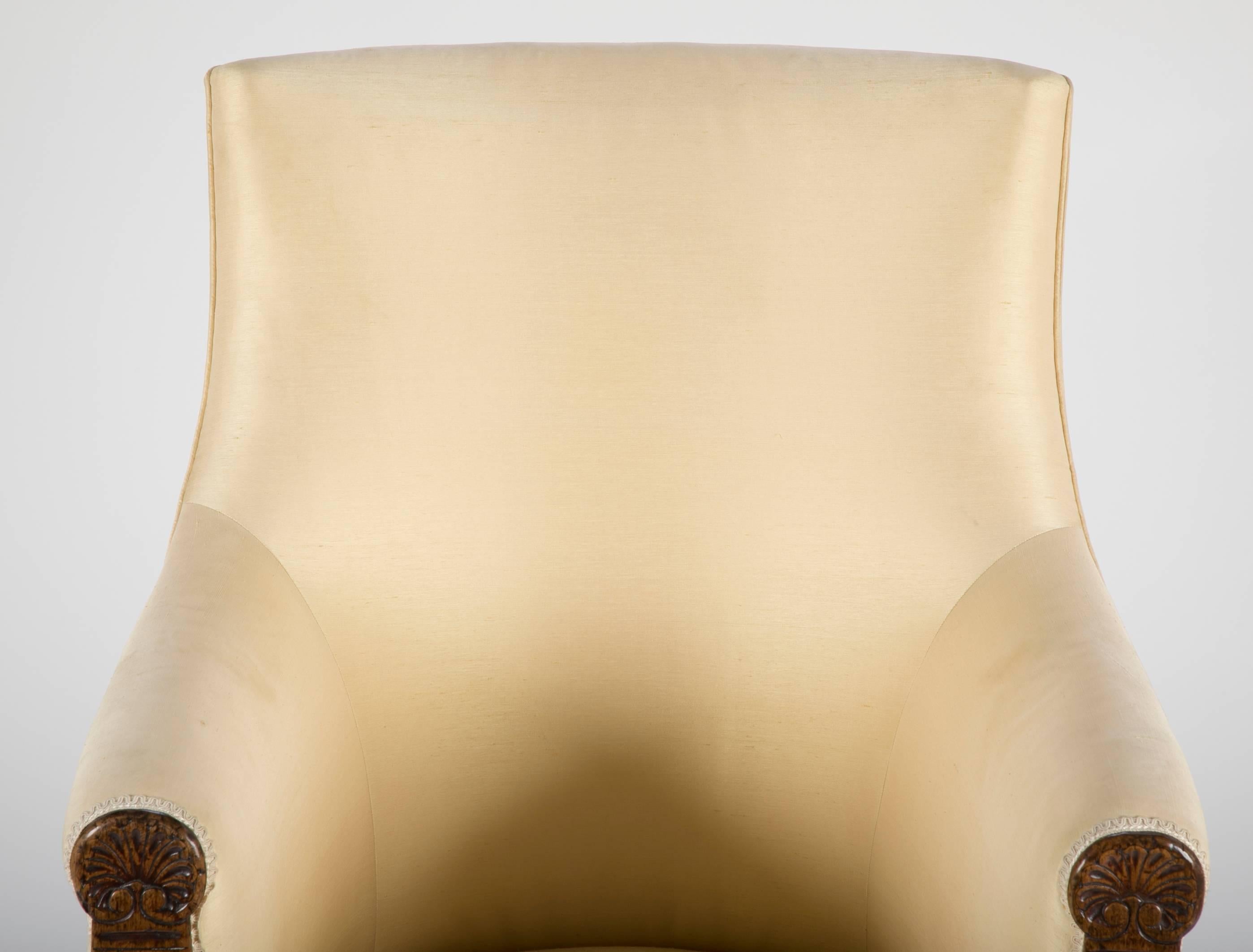 Irish Regency Carved Walnut Armchair For Sale 3
