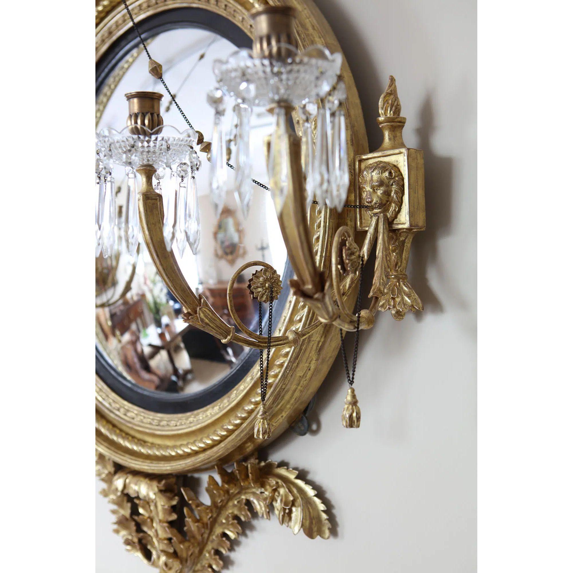 Ebonized Irish Regency Giltwood and Ebonised Four-Light Girandole Mirror, 19th Century For Sale