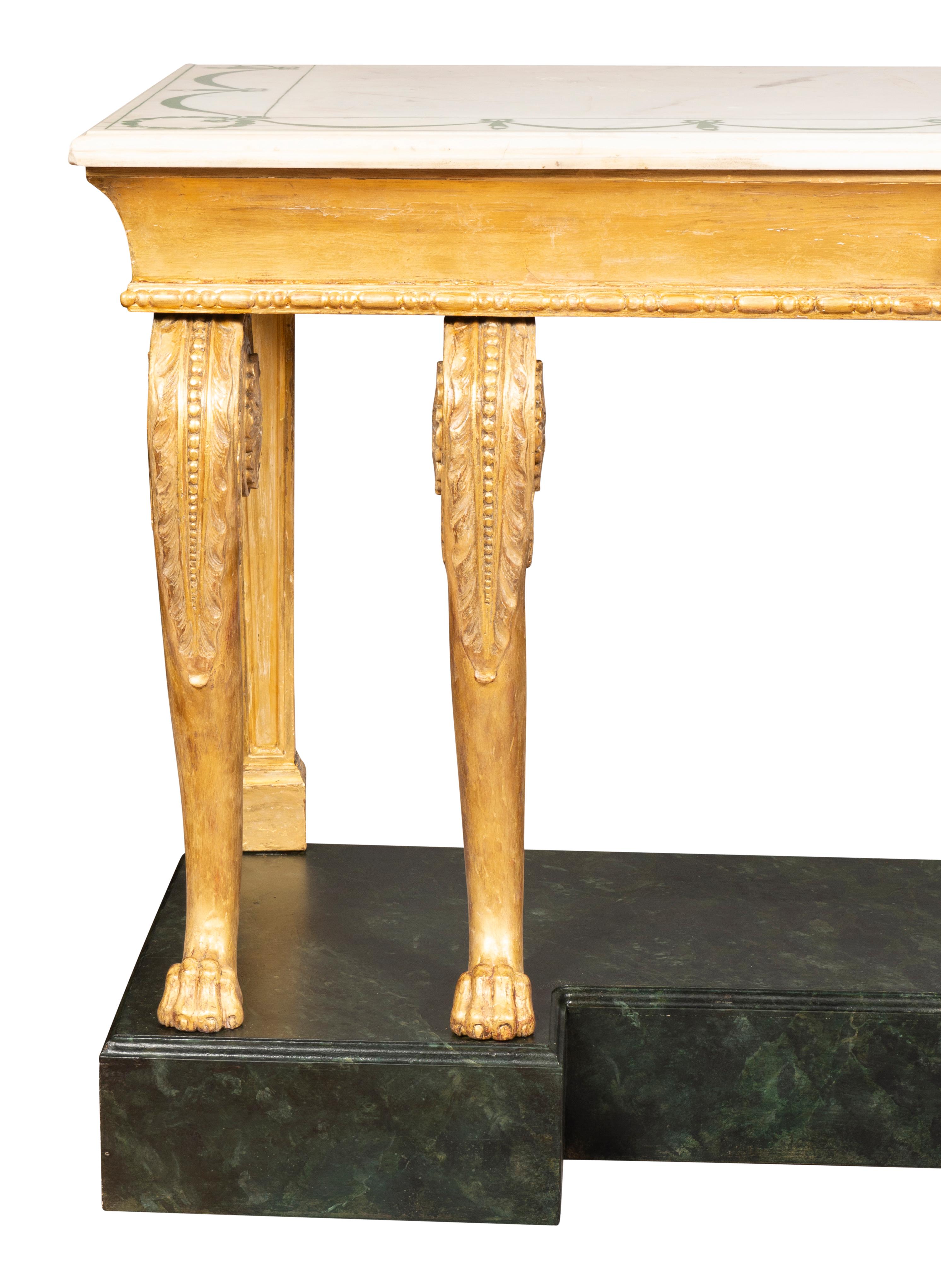 Irish Regency Giltwood And Faux Painted Console Table For Sale 9