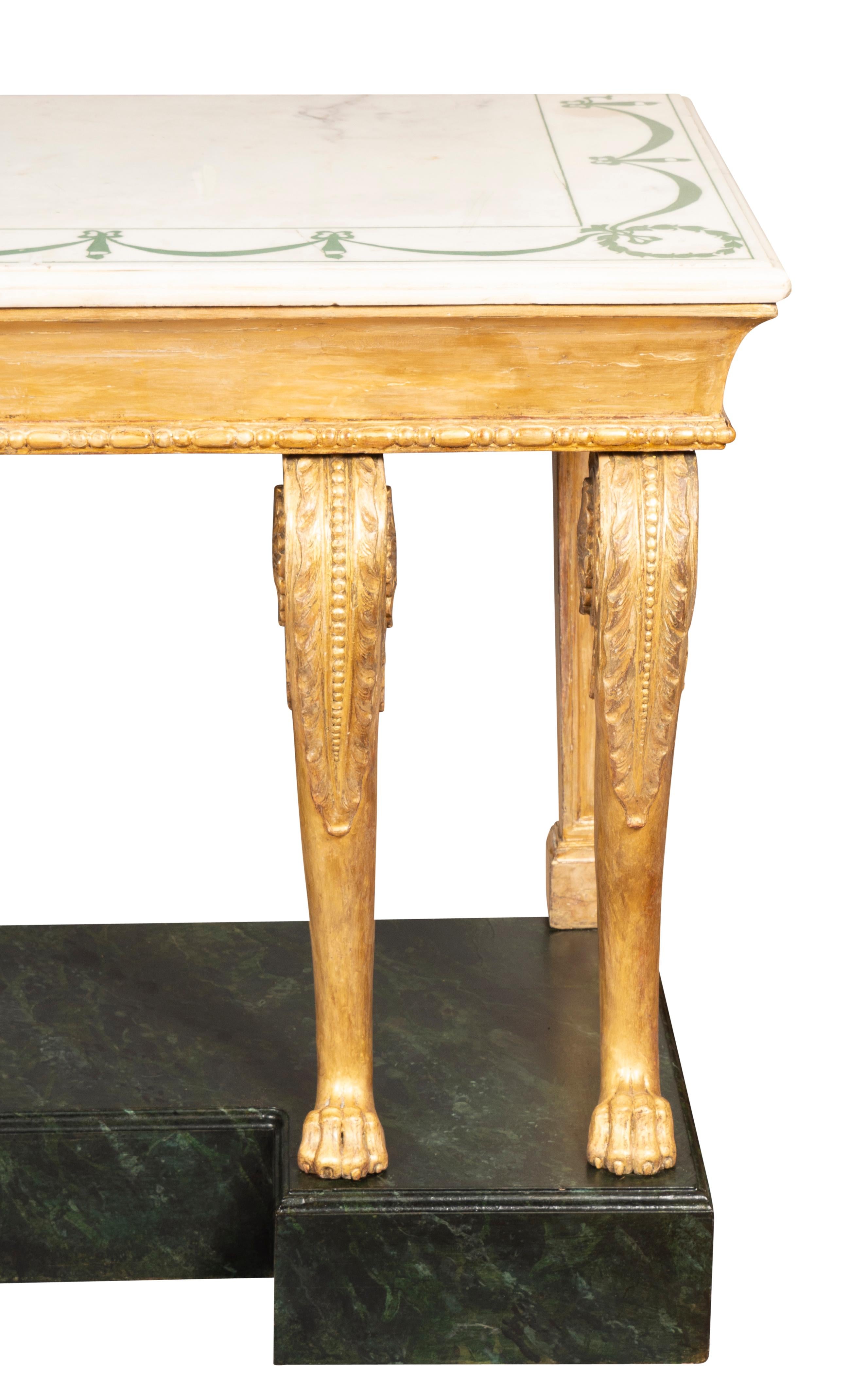 Irish Regency Giltwood And Faux Painted Console Table For Sale 10