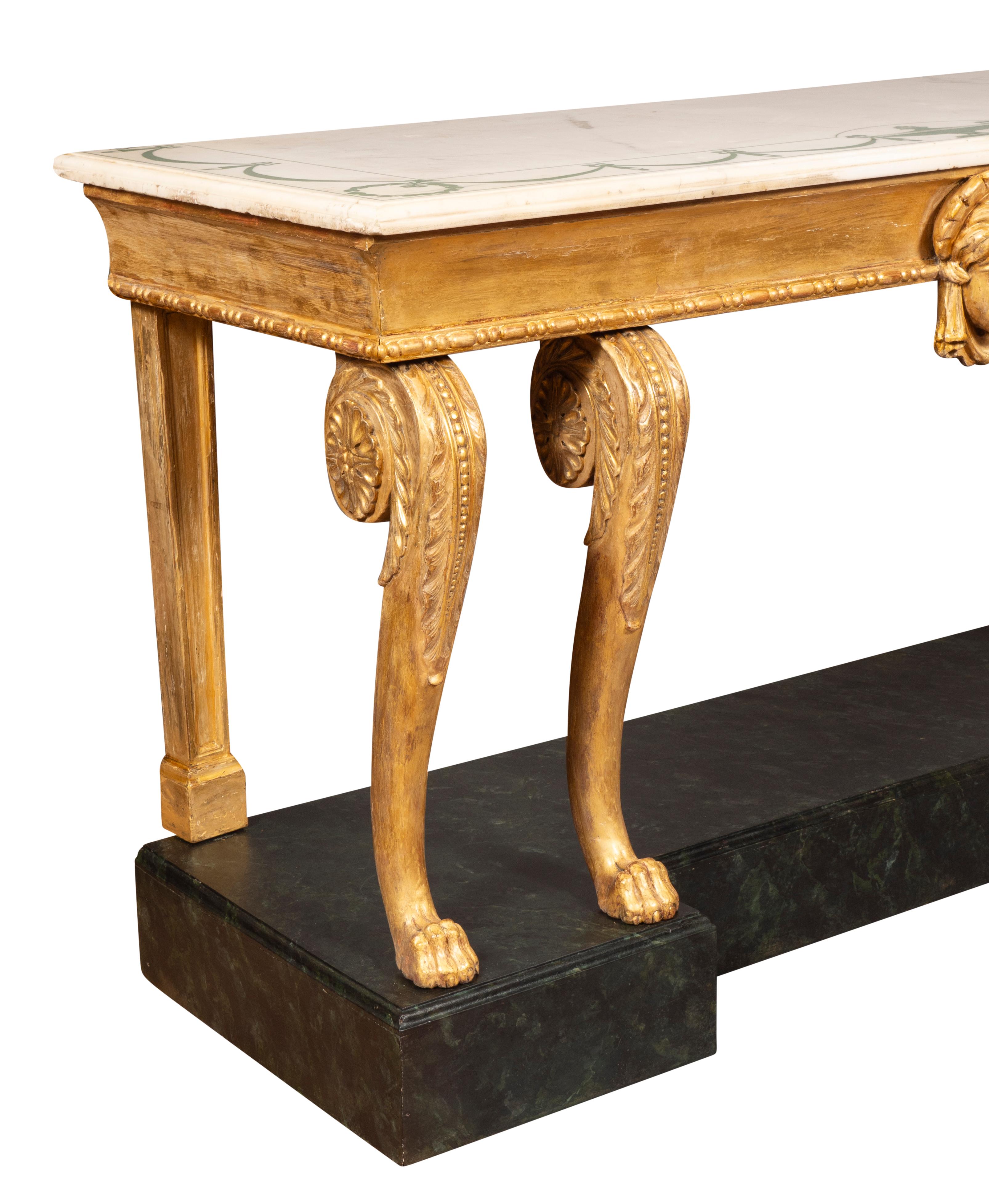 Irish Regency Giltwood And Faux Painted Console Table For Sale 12