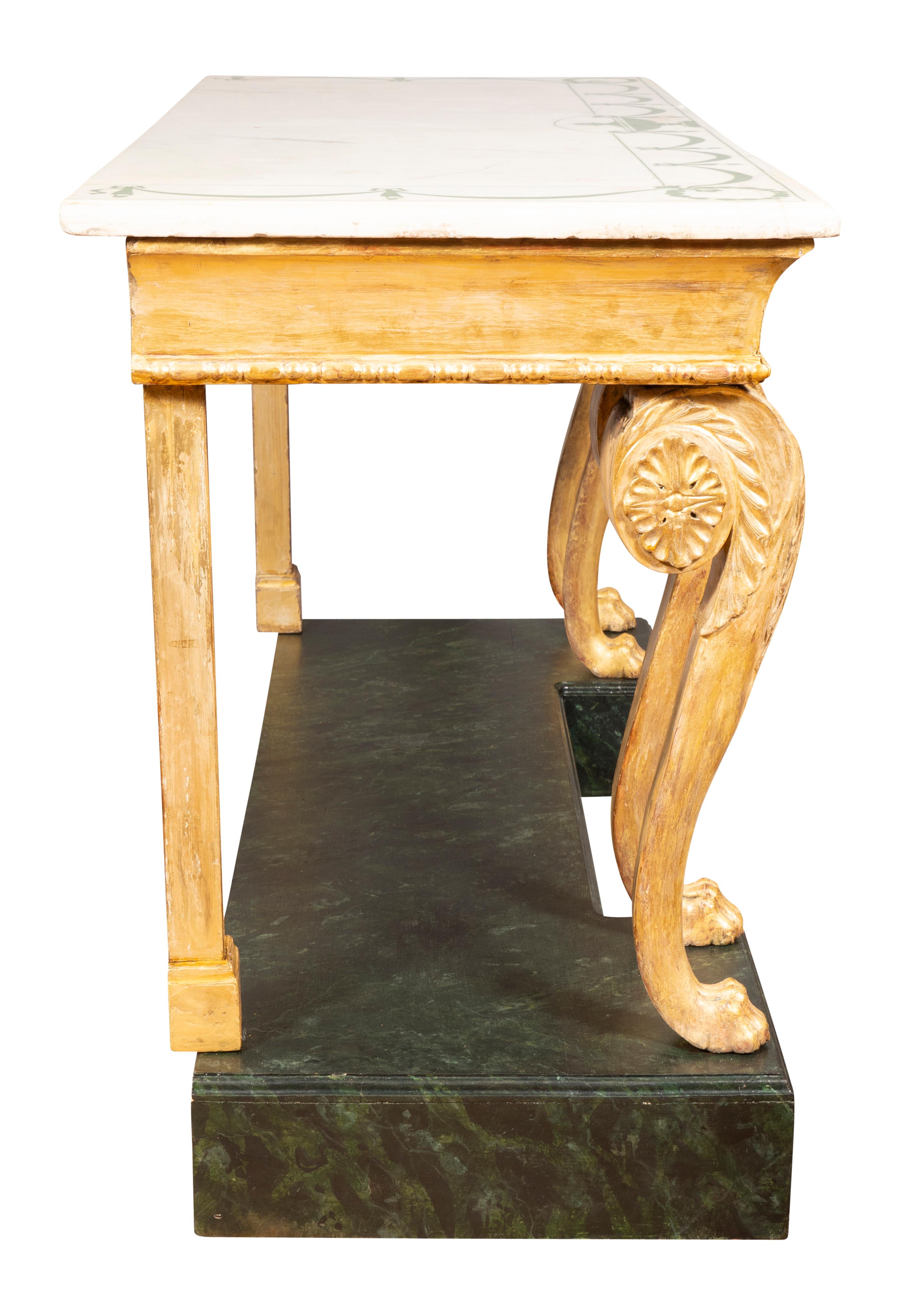 Irish Regency Giltwood And Faux Painted Console Table For Sale 13