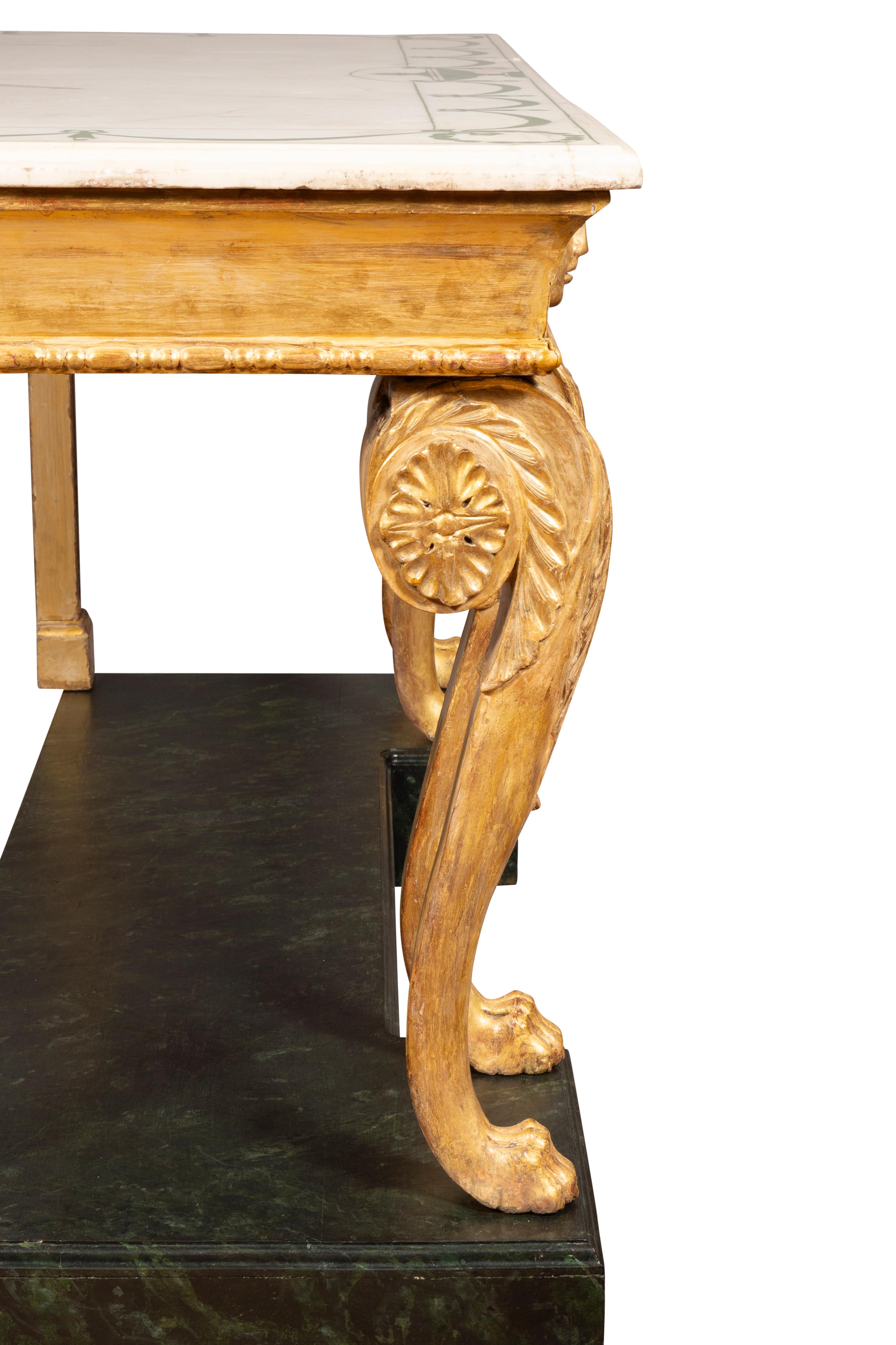Irish Regency Giltwood And Faux Painted Console Table For Sale 14