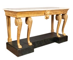 Irish Regency Giltwood And Faux Painted Console Table