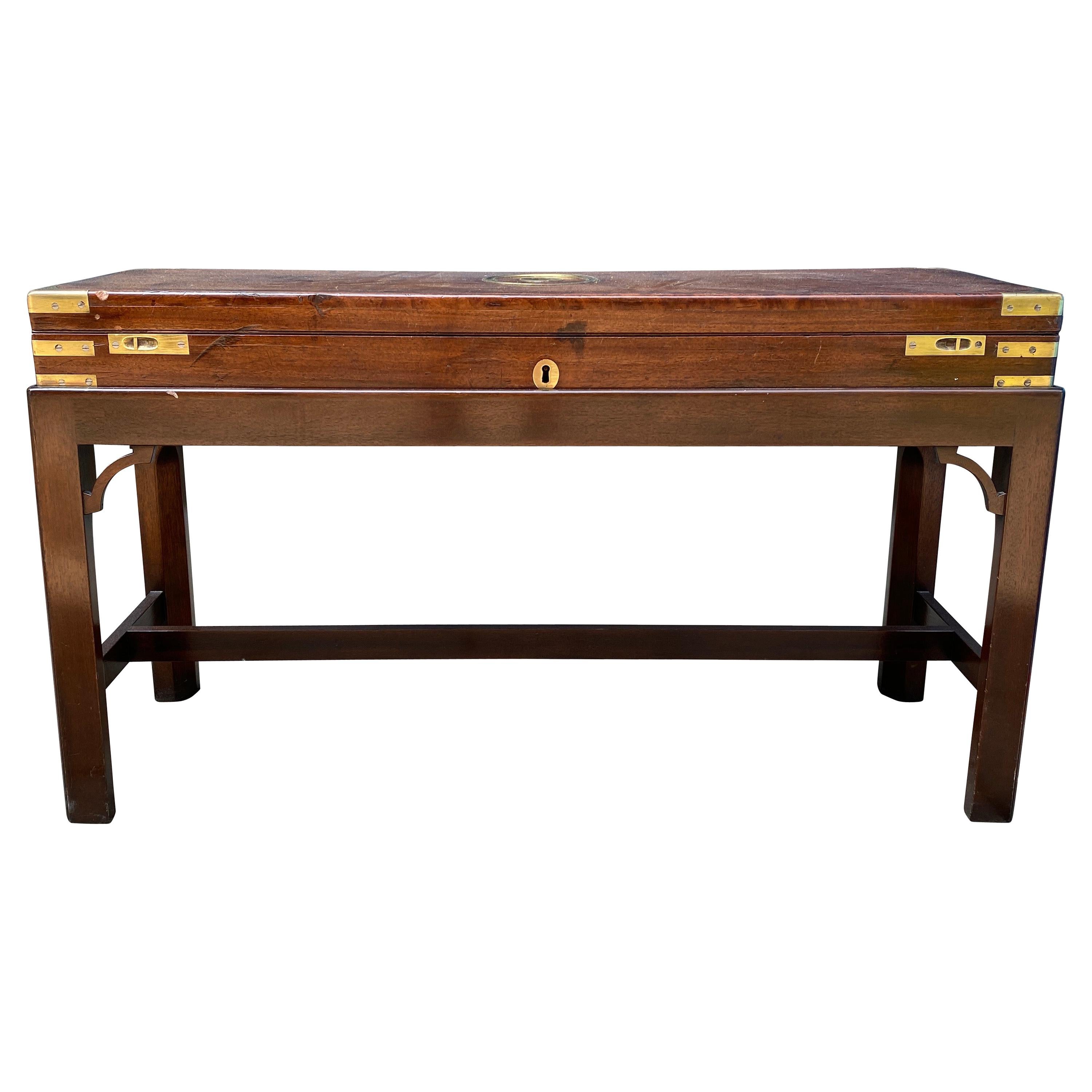 Irish Regency Mahogany and Brass Mounted Gun Case Coffee Table