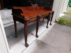 Irisches Regency-Sideboard aus Mahagoni mit drei Schubladen und Pfotenfüßen aus Barley Twist, um 1780