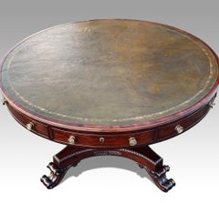 Table à tambour en acajou de style Régence irlandaise, à la manière de Williams & Gibton.
