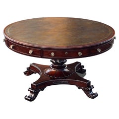 Irish Regency Mahogany Drum Table in the Manner of Williams & Gibton