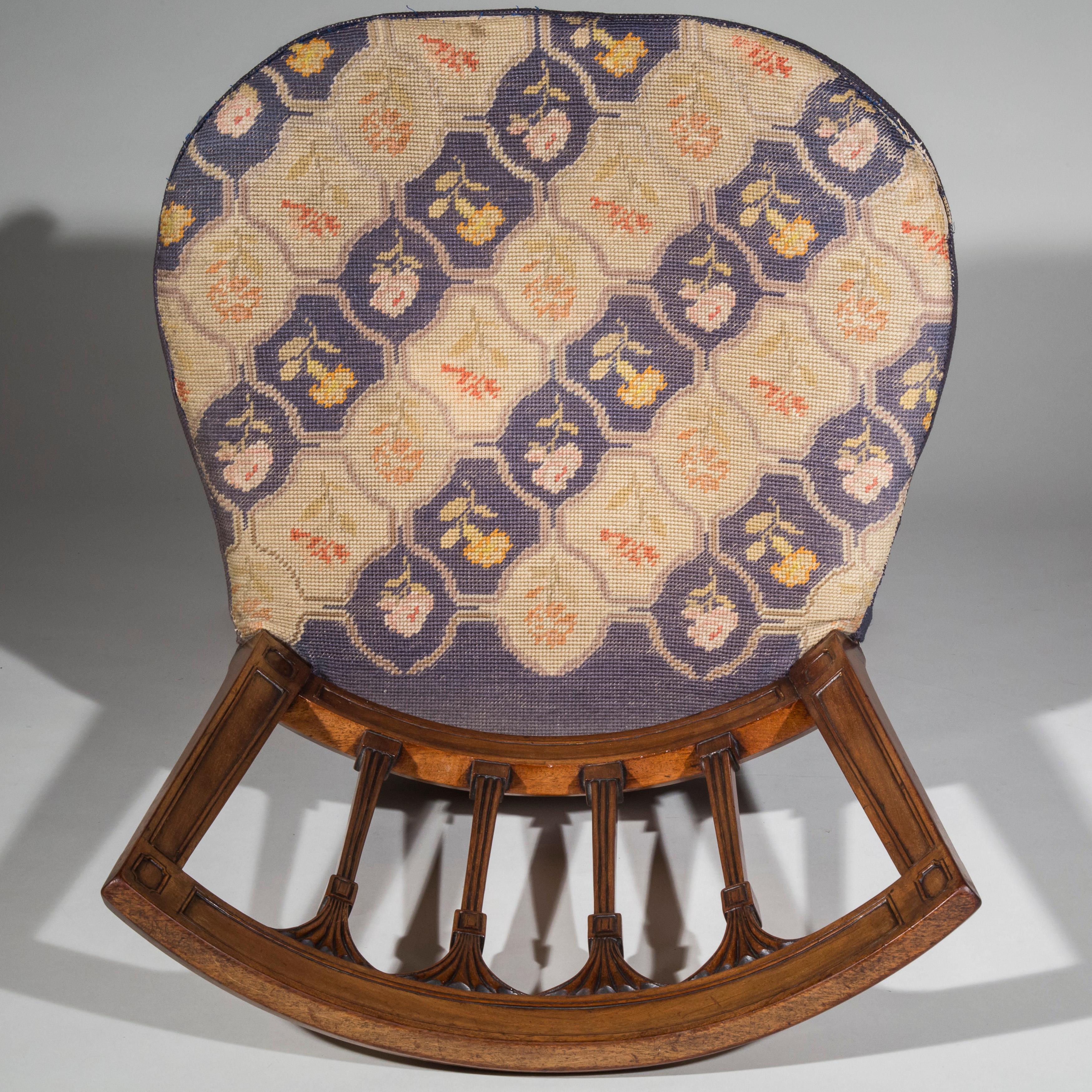 English Antique Georgian Regency Needlework Tub Chair