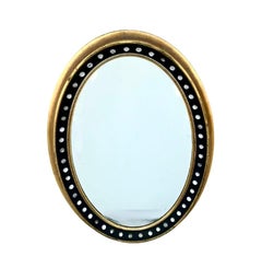 Irish Regency Style Oval Mirror with Parcel Gilt Frame and Glass Cabochons