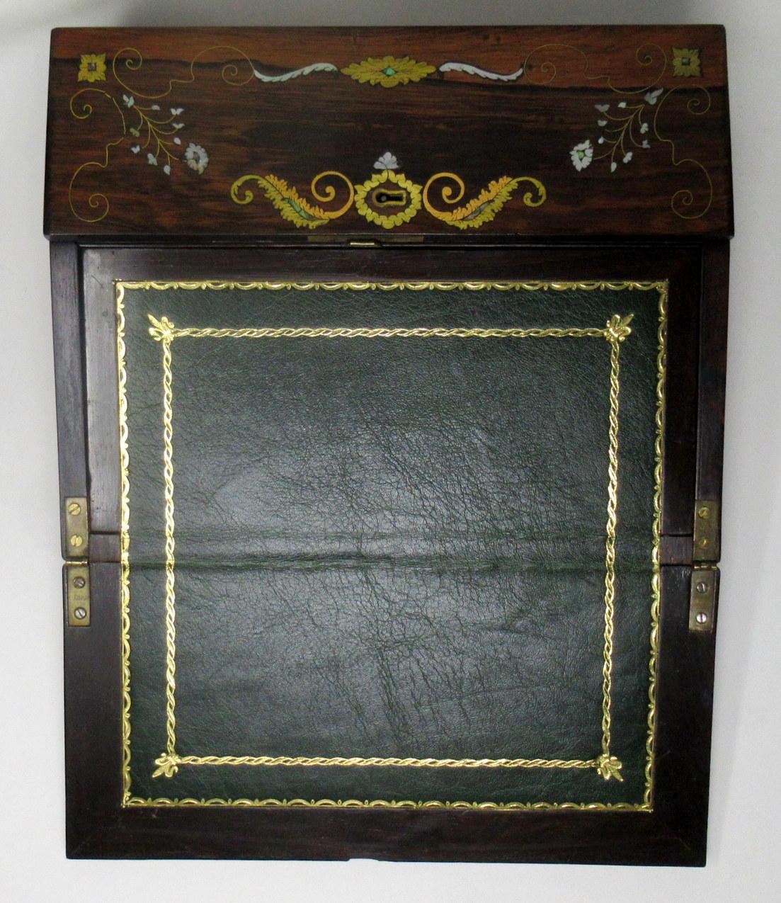 Irish Mahogany Mother of Pearl Writing Slope Box by Austins Dublin, circa 1860 4