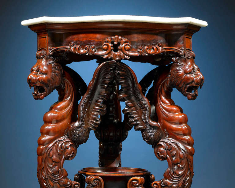 Carved Irish Rosewood Pedestals