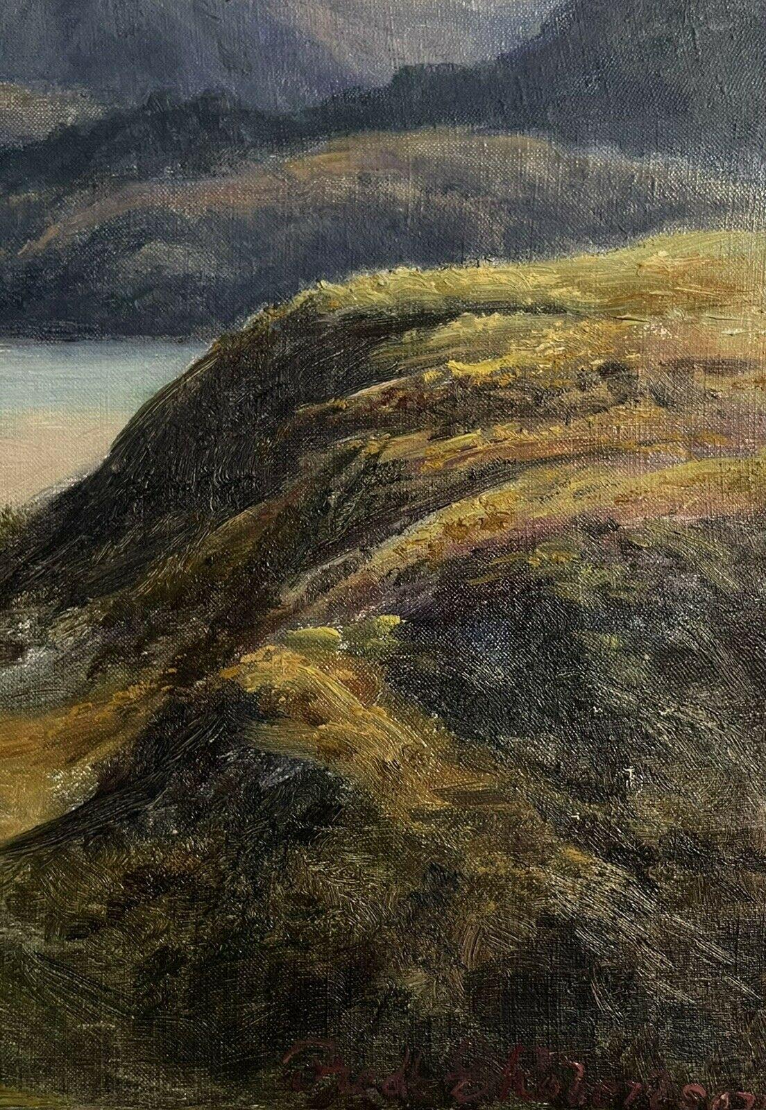 Artist/ School: Irish School, early 20th century, indistinctly signed lower corner

Title: Golden Sunlight over the soft mountains of Ireland. 

Medium:  signed oil painting on canvas, unframed.

canvas:   16  x  21 inches

Provenance: private