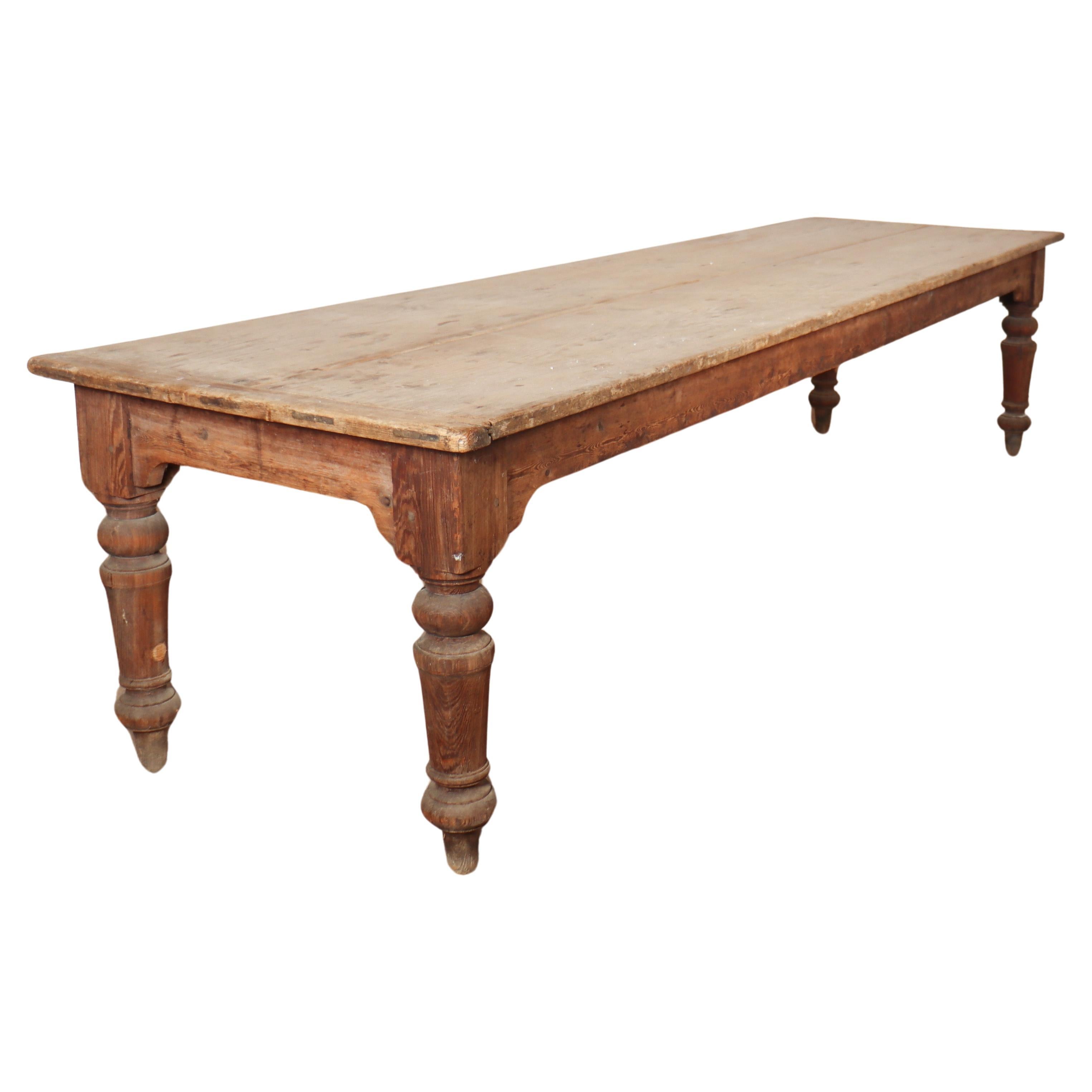 Irish Scrubbed Pine Farmhouse Table For Sale