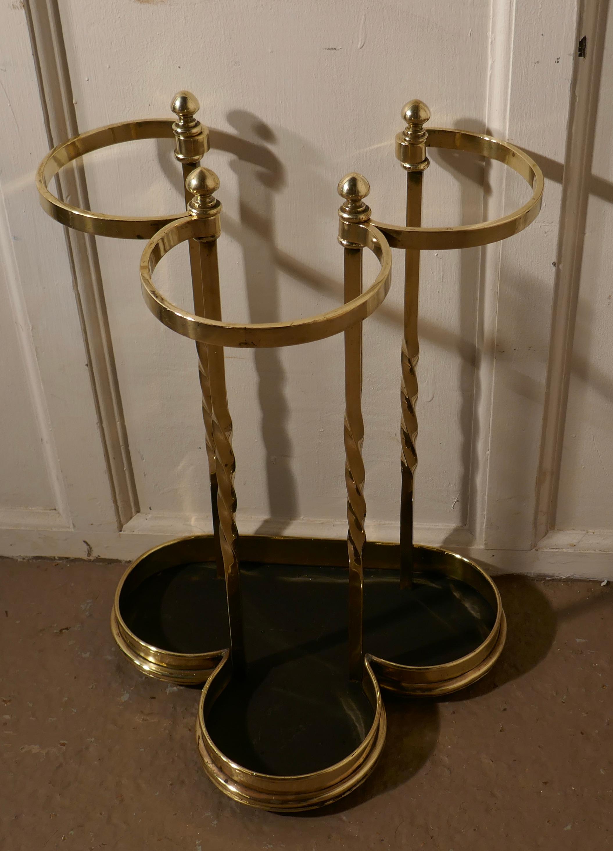 Victorian Irish Shamrock Cast Iron and Brass Walking Stick Stand or Umbrella Stand
