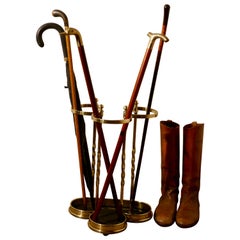 Antique Irish Shamrock Cast Iron and Brass Walking Stick Stand or Umbrella Stand