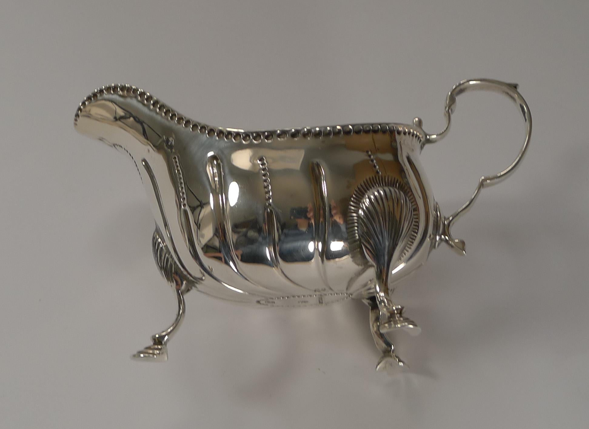 Sterling Silver Irish Silver Sauce Boat by West & Son, Dublin, 1909 For Sale